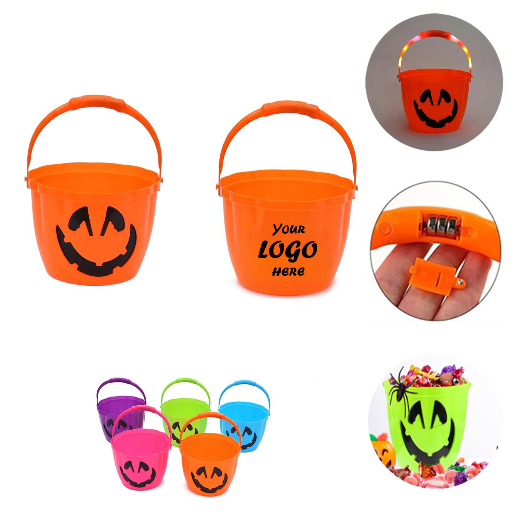 Glowing Light Up Pumpkin Candy Bucket W/ LED Handle