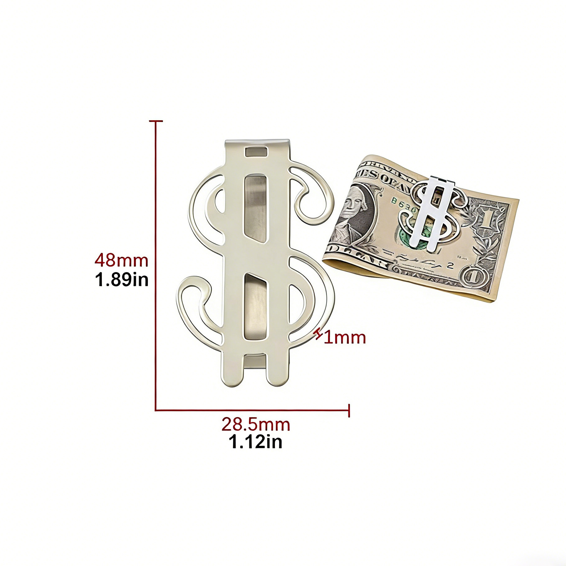 Minimalist Stainless Steel Money Clip For Cards and Cash - Image 2