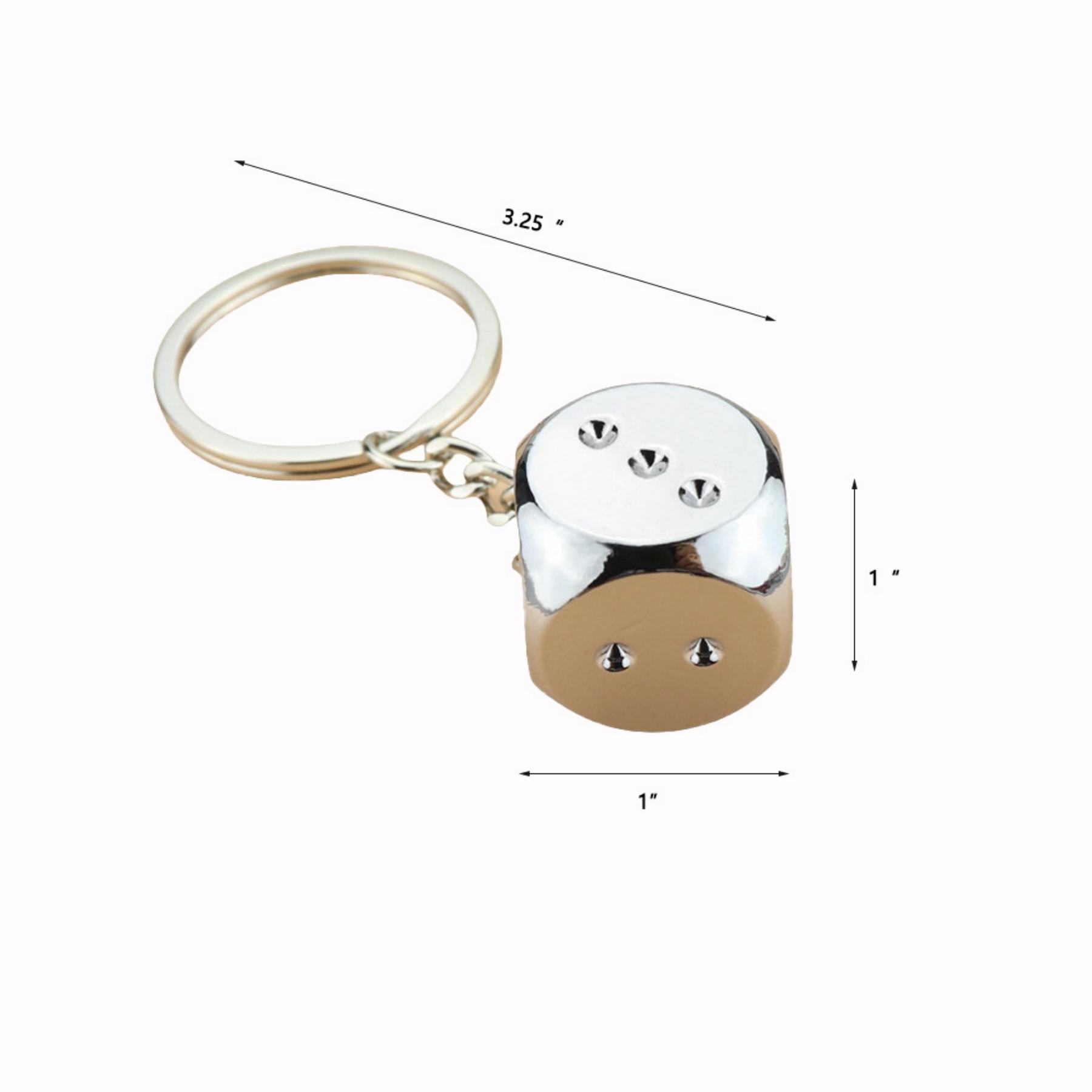 1" Stainless Steel Dice Keychain With Swivel Clasp - Image 2