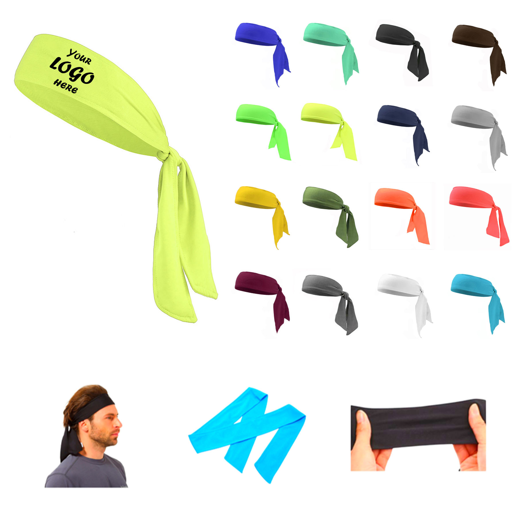 Multi-Wear Stretch Cooling Sports Headband Wrap 2 3/8" × 41 1/4"