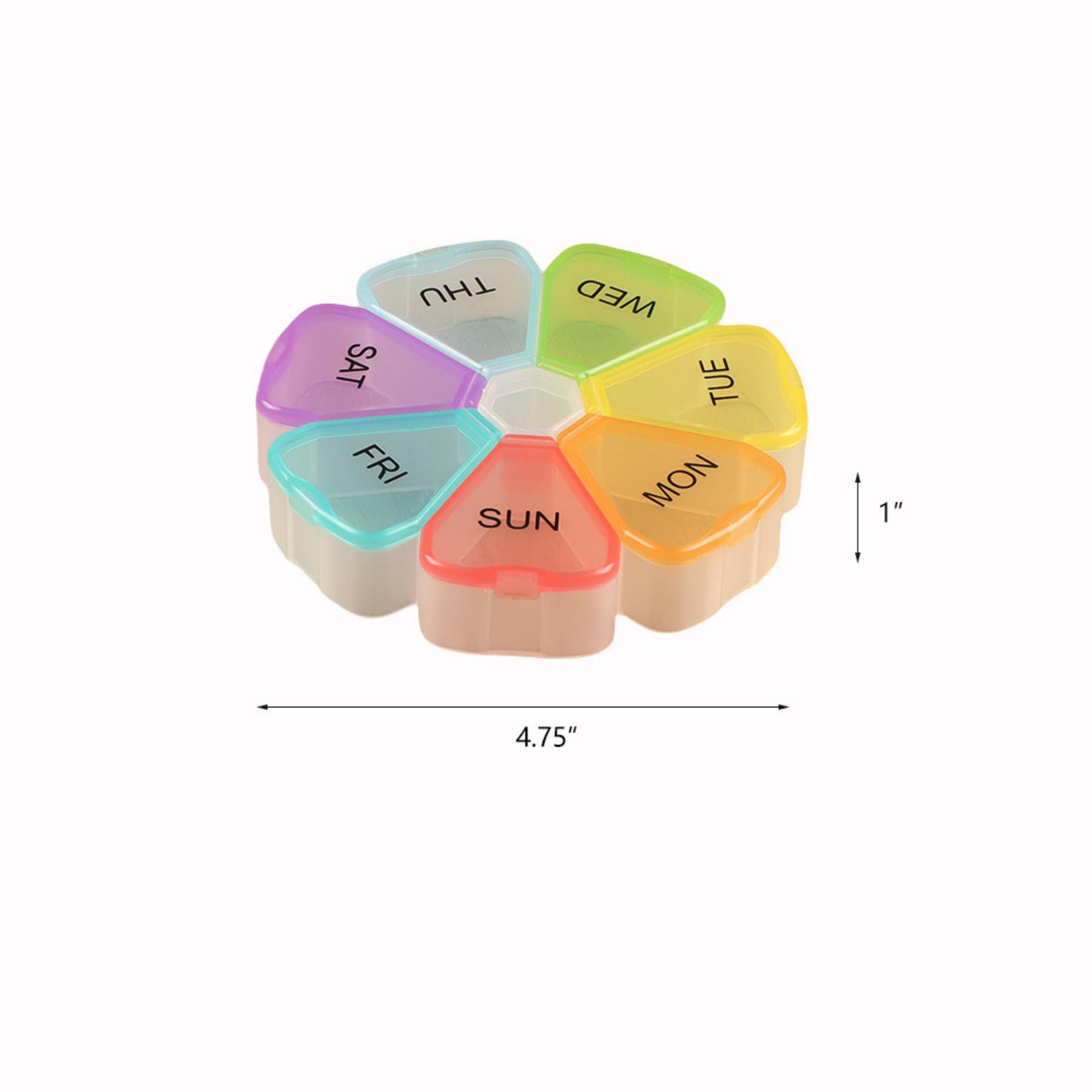4.75in Round Flower 7 Day Pill Organizer With Rainbow Compartments - Image 2
