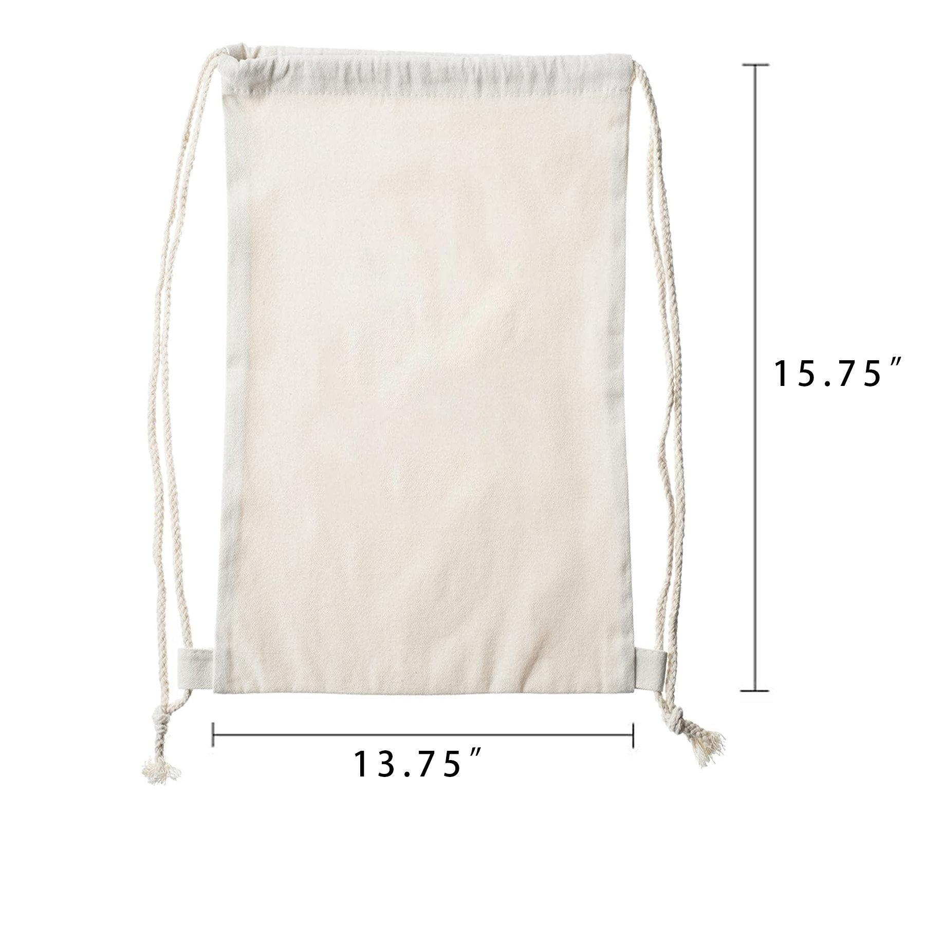 Natural Cotton Canvas Drawstring Cinch Double Cords Backpack - Image 2