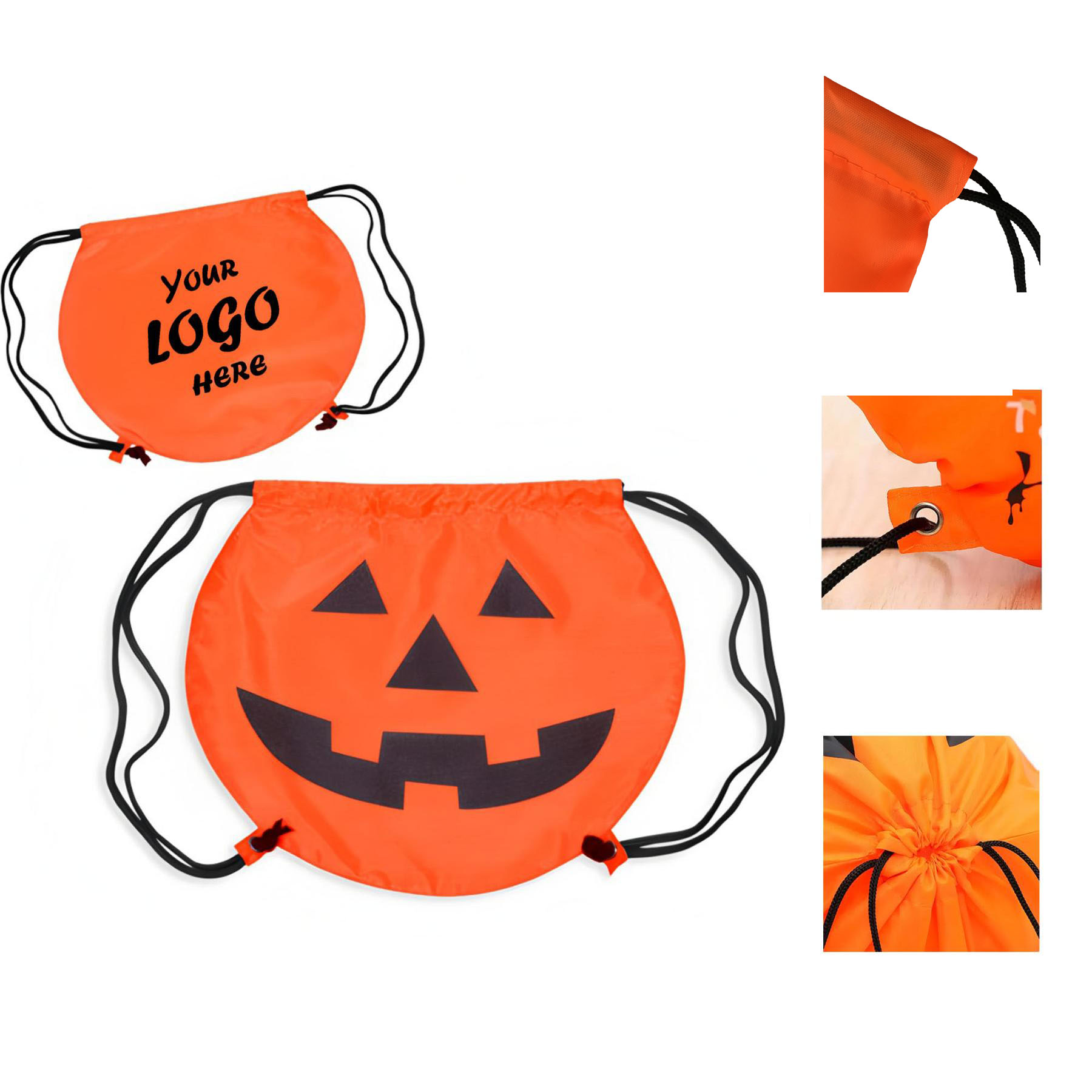Halloween Pumpkin Drawstring Candy Bag For Trick Or Treat