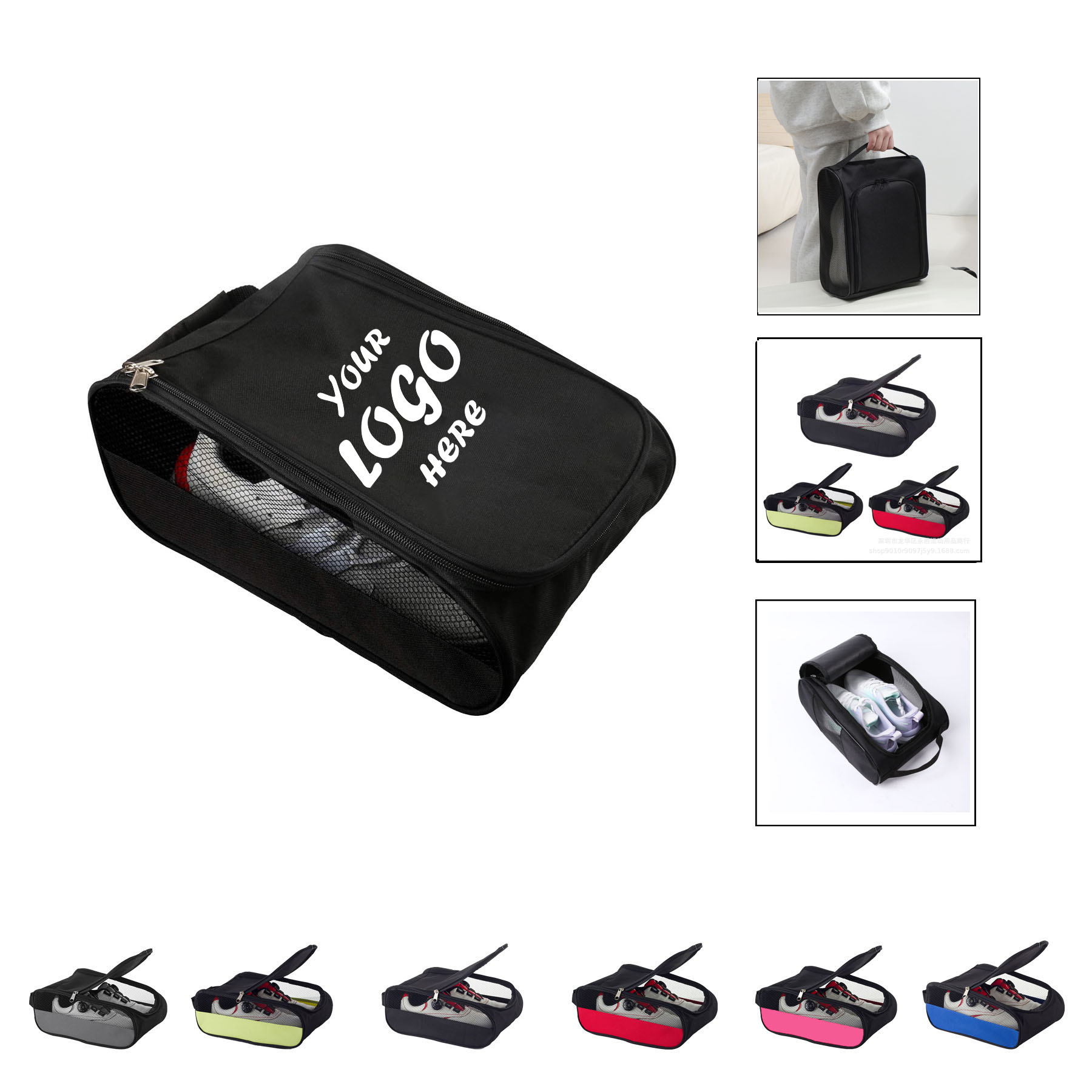 Zippered Travel Golf Shoe Bag With Carry Handle