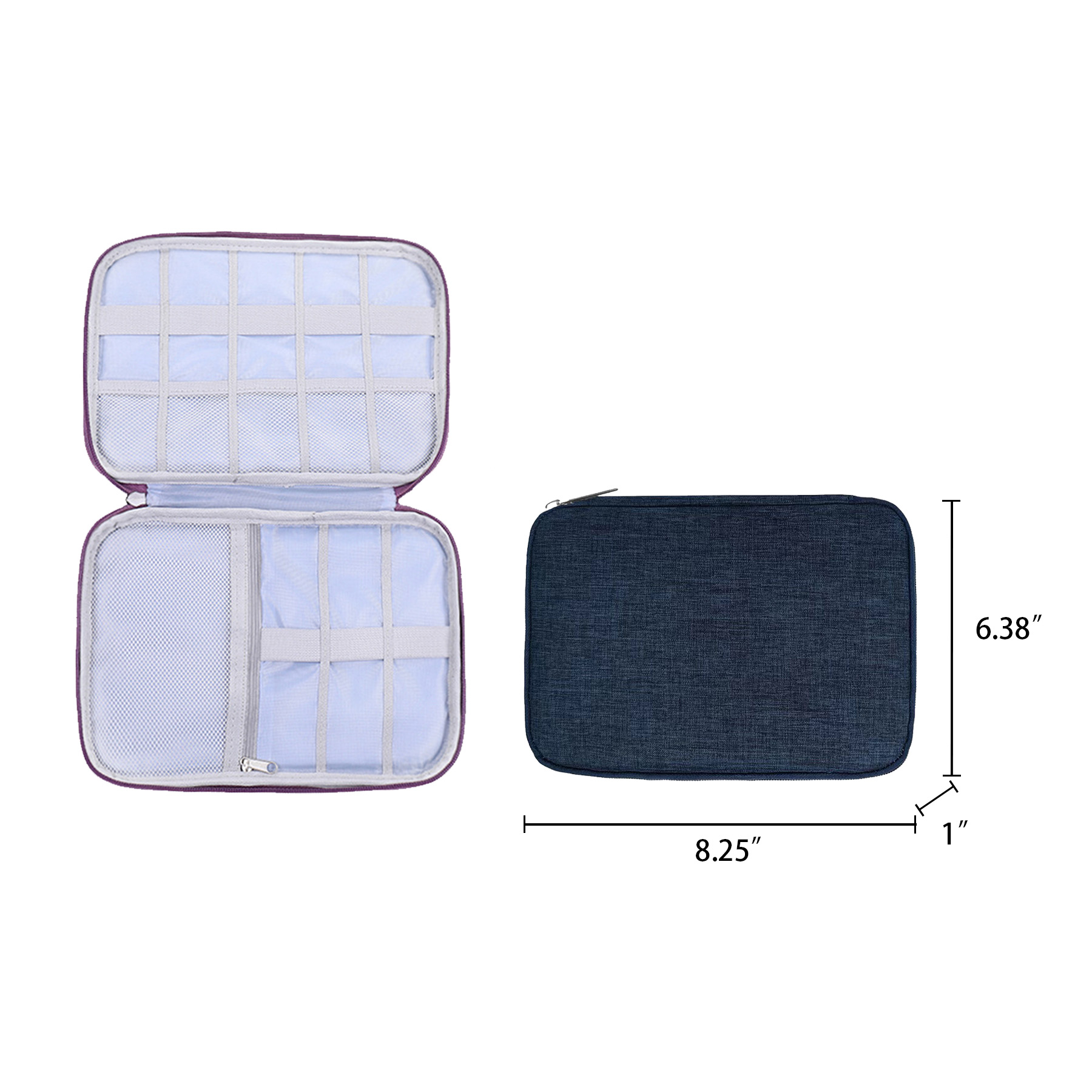 Water-Resistant Polyester Zippered Watch Band Organizer Case With Inner Slots - Image 2