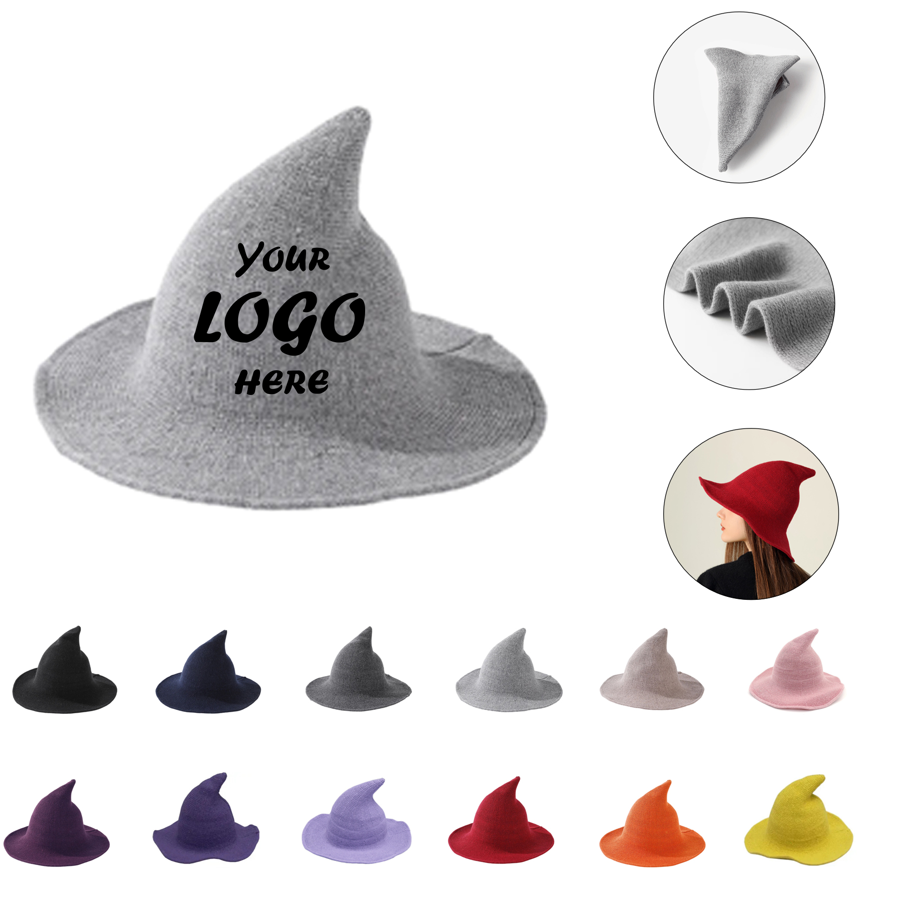 Enchanted Foldable Knit Wizard Hat For Halloween Costumes