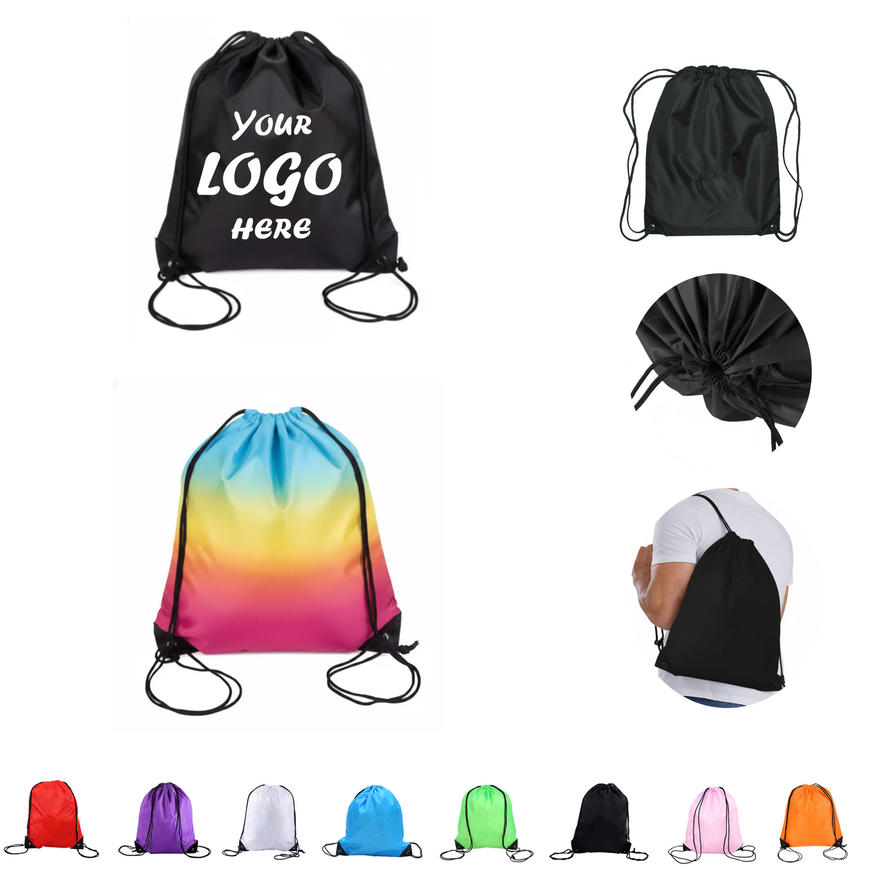 Polyester Drawstring Reinforced Corners Grommets Sportpack
