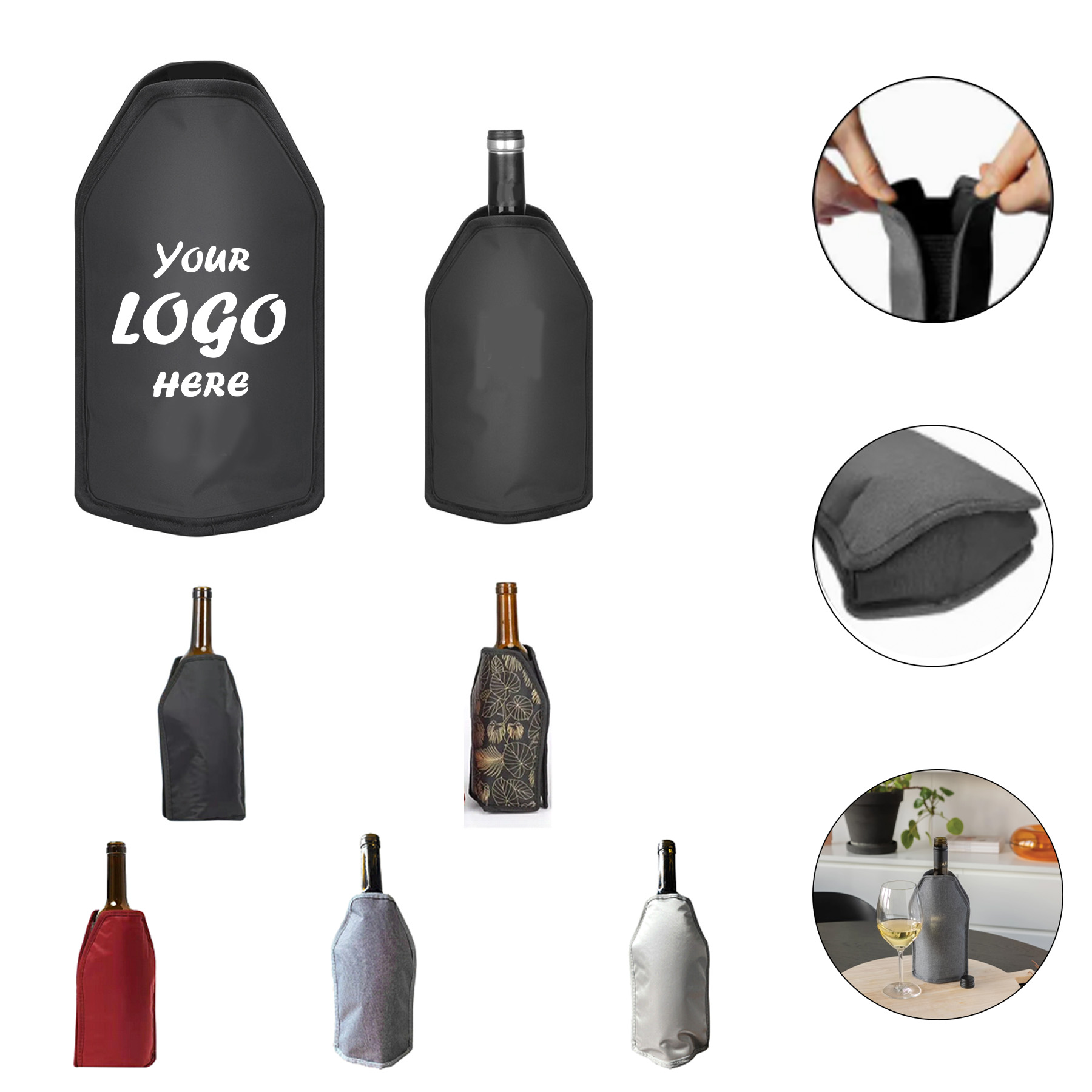 Reusable Wine Bottle Cooler Sleeve with Quick-Freeze Gel Pack
