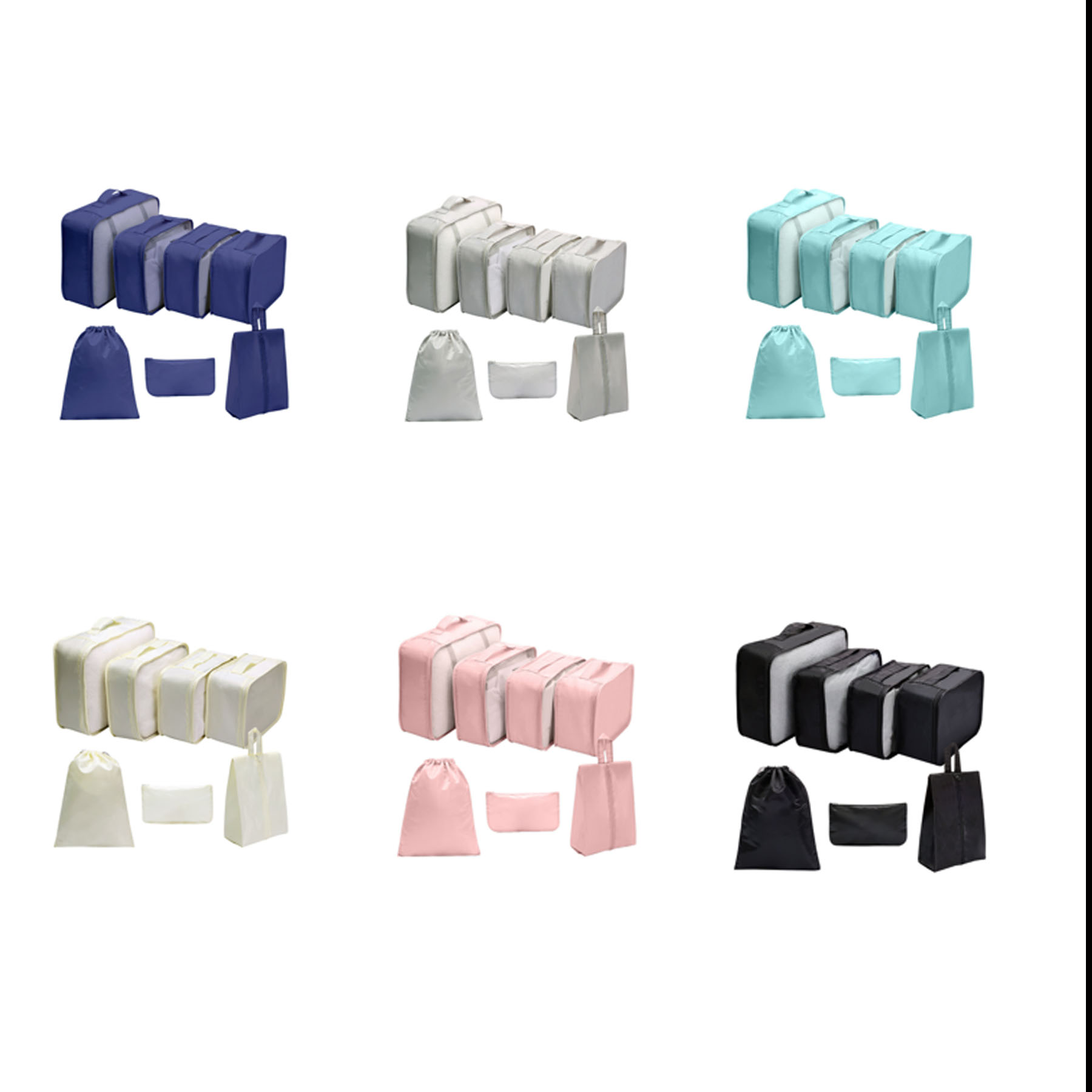 7-Piece Travel Packing Cubes Set w/ Laundry and Shoe Bags - Image 3