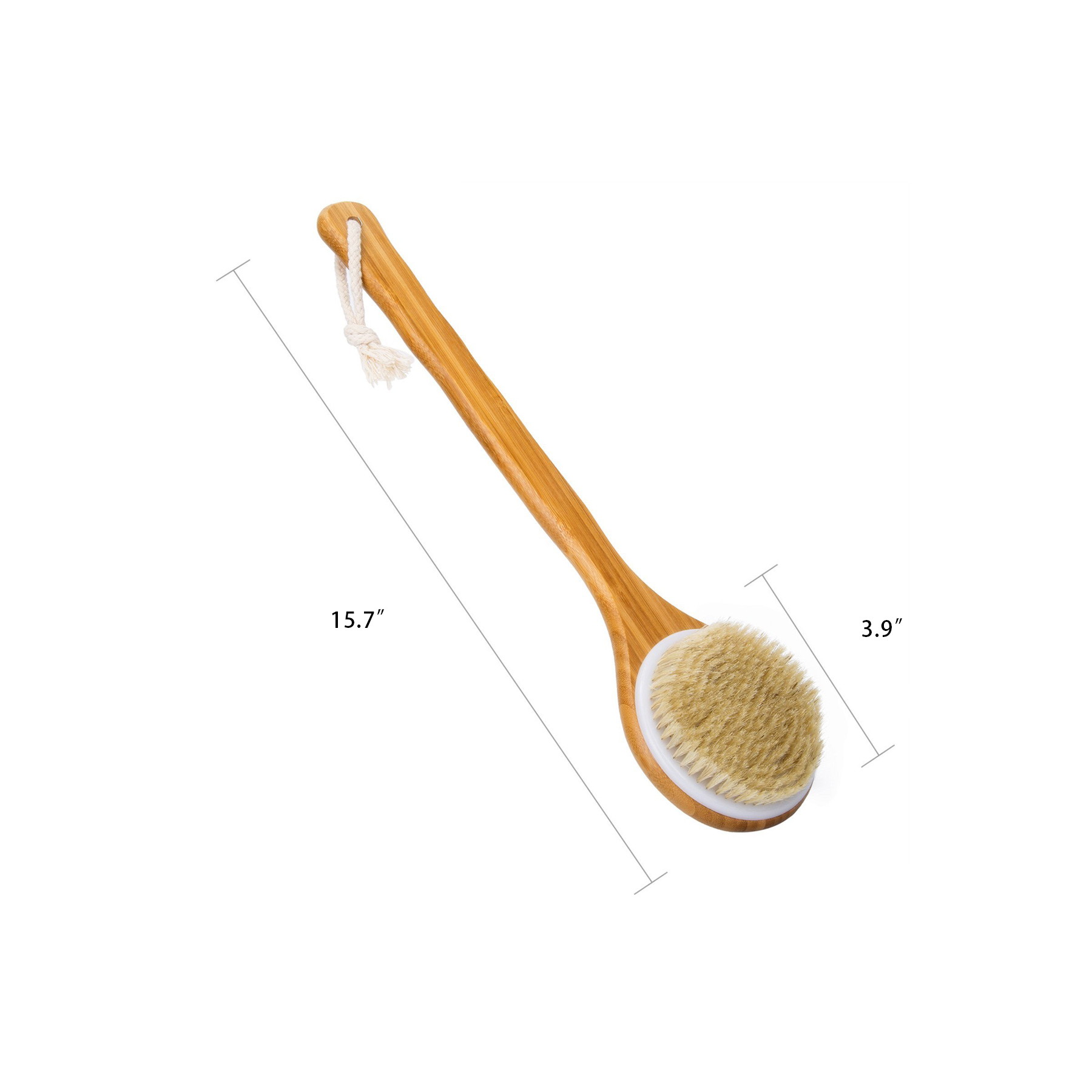 Bamboo Long Handle Shower Brush With Natural Bristles - Image 2
