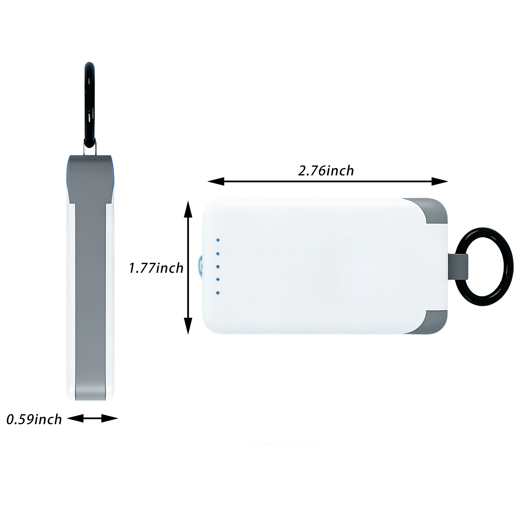 2000mAh Power Bank with Flashlight & Hook - Image 2