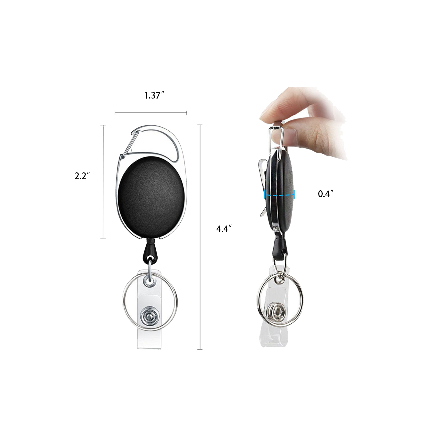 Retractable Badge Reel w/ Carabiner Clip and ID Strap - Image 2