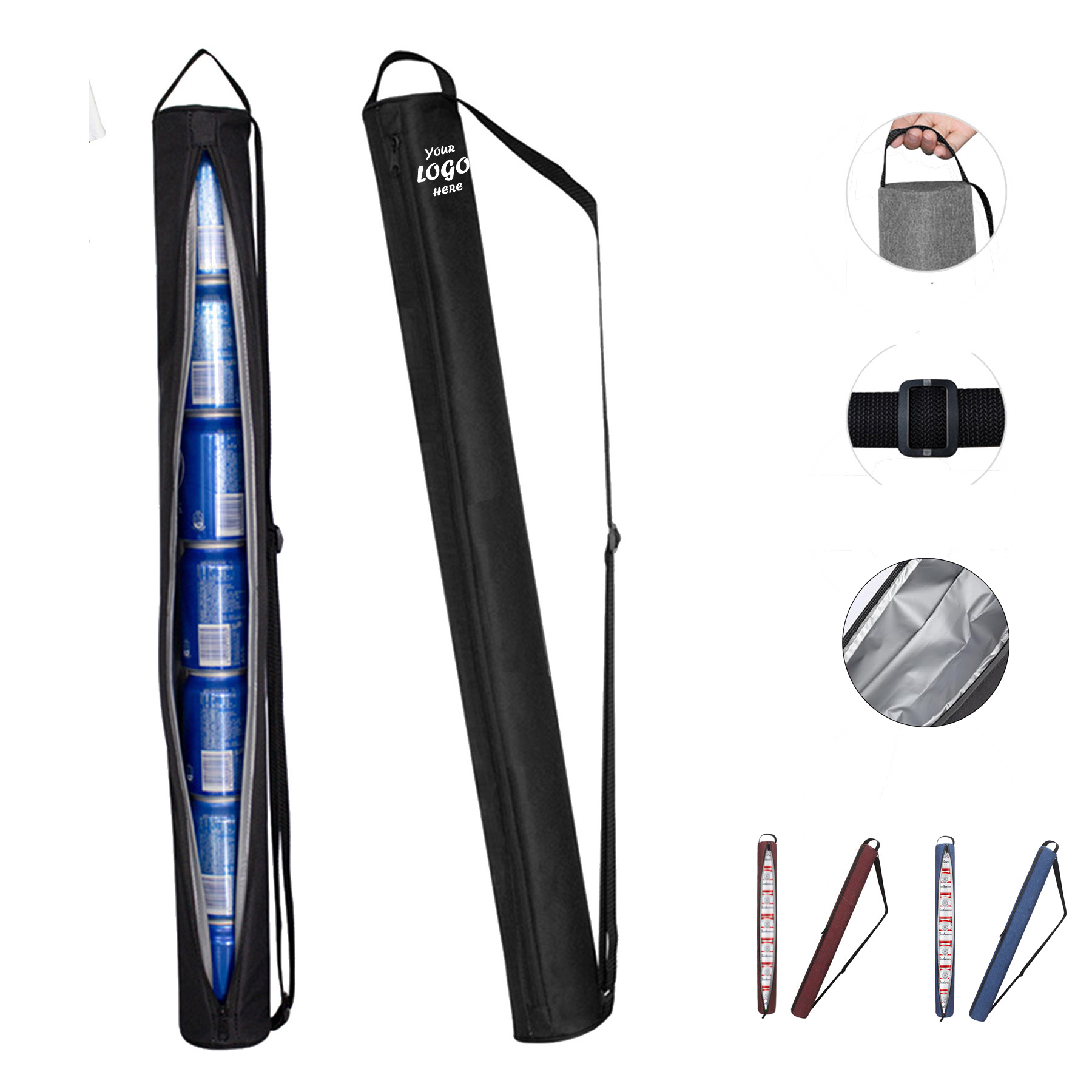 Neoprene Golf Beer Cooler Sleeve Bag for 7 Cans with Zipper