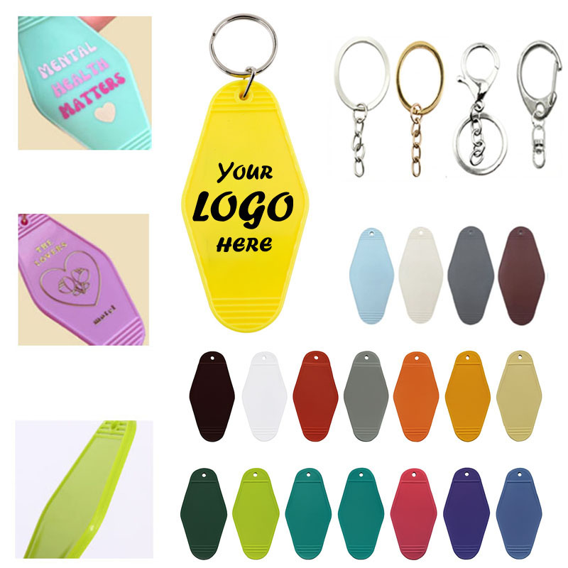 ABS Hotel Motel Key Tag with Split Ring Keychain Set