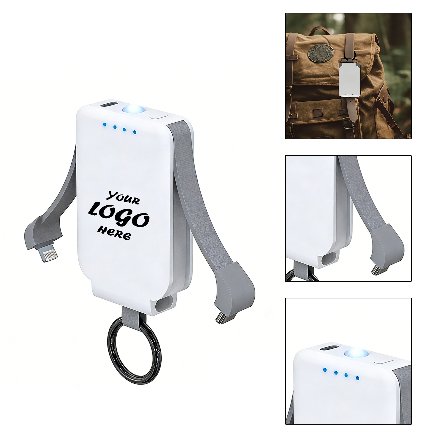 2000mAh Power Bank with Flashlight & Hook