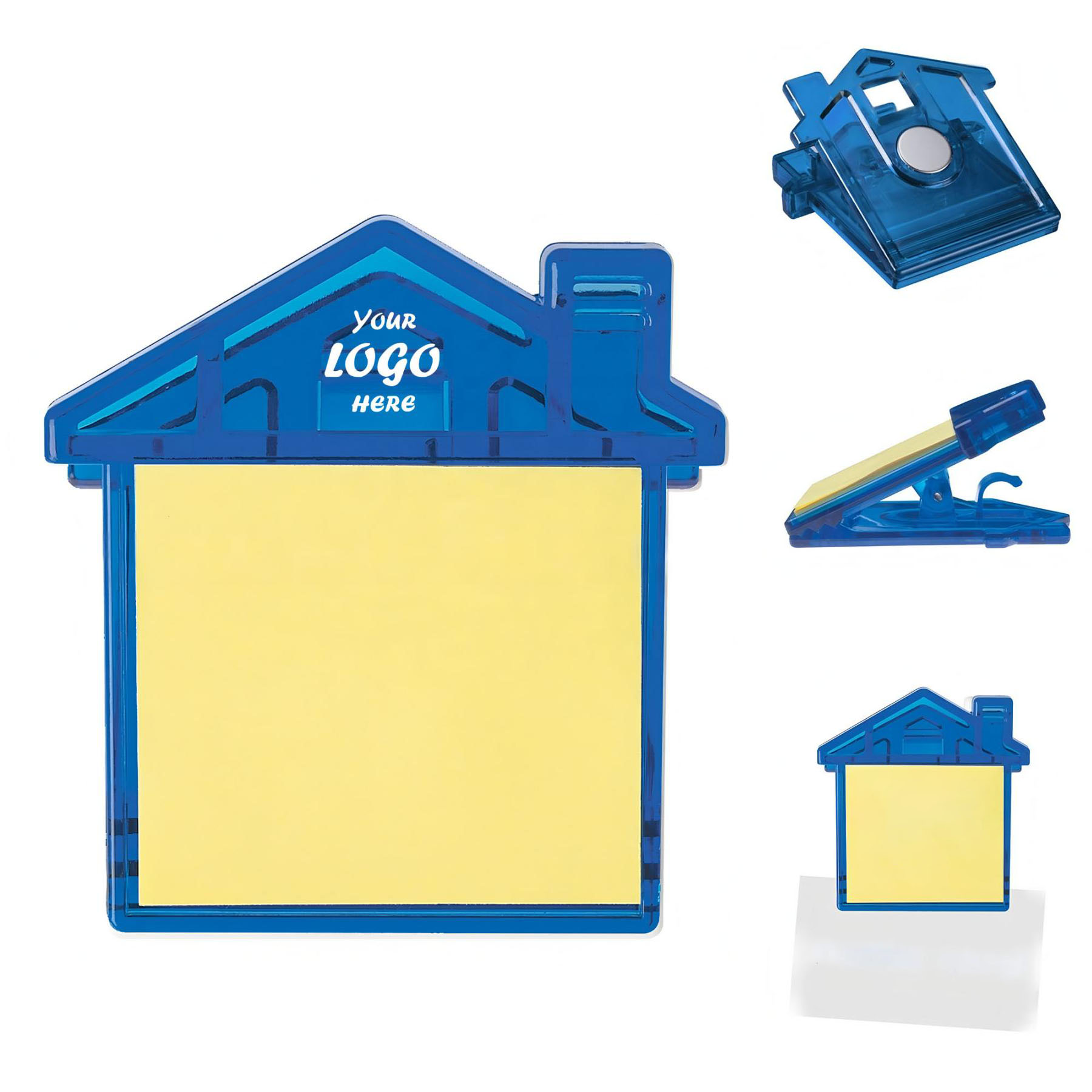 House Shaped Magnetic Clip W/ Sticky Notes Pad