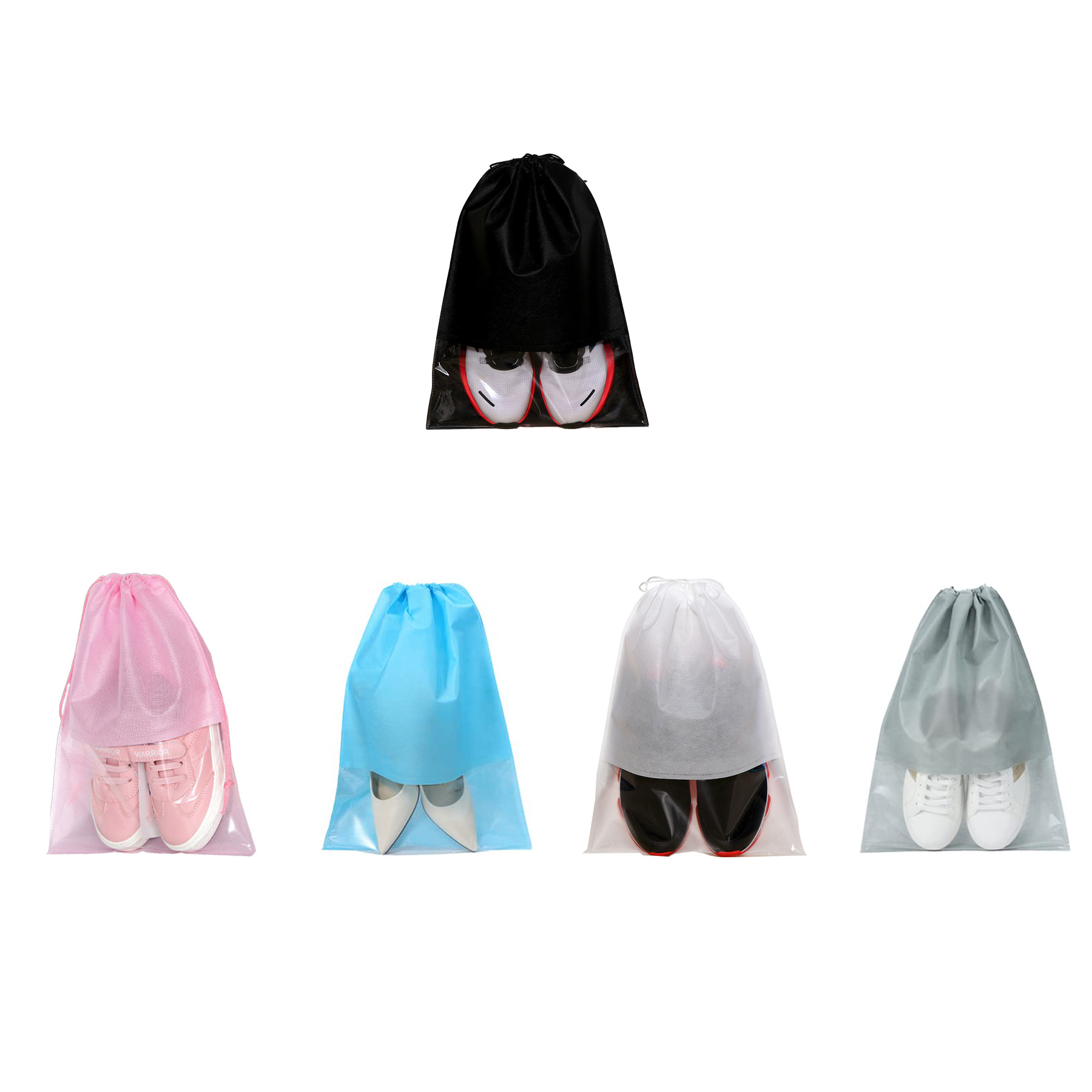Non Woven Drawstring Shoe Storage Bag With Window - Image 3