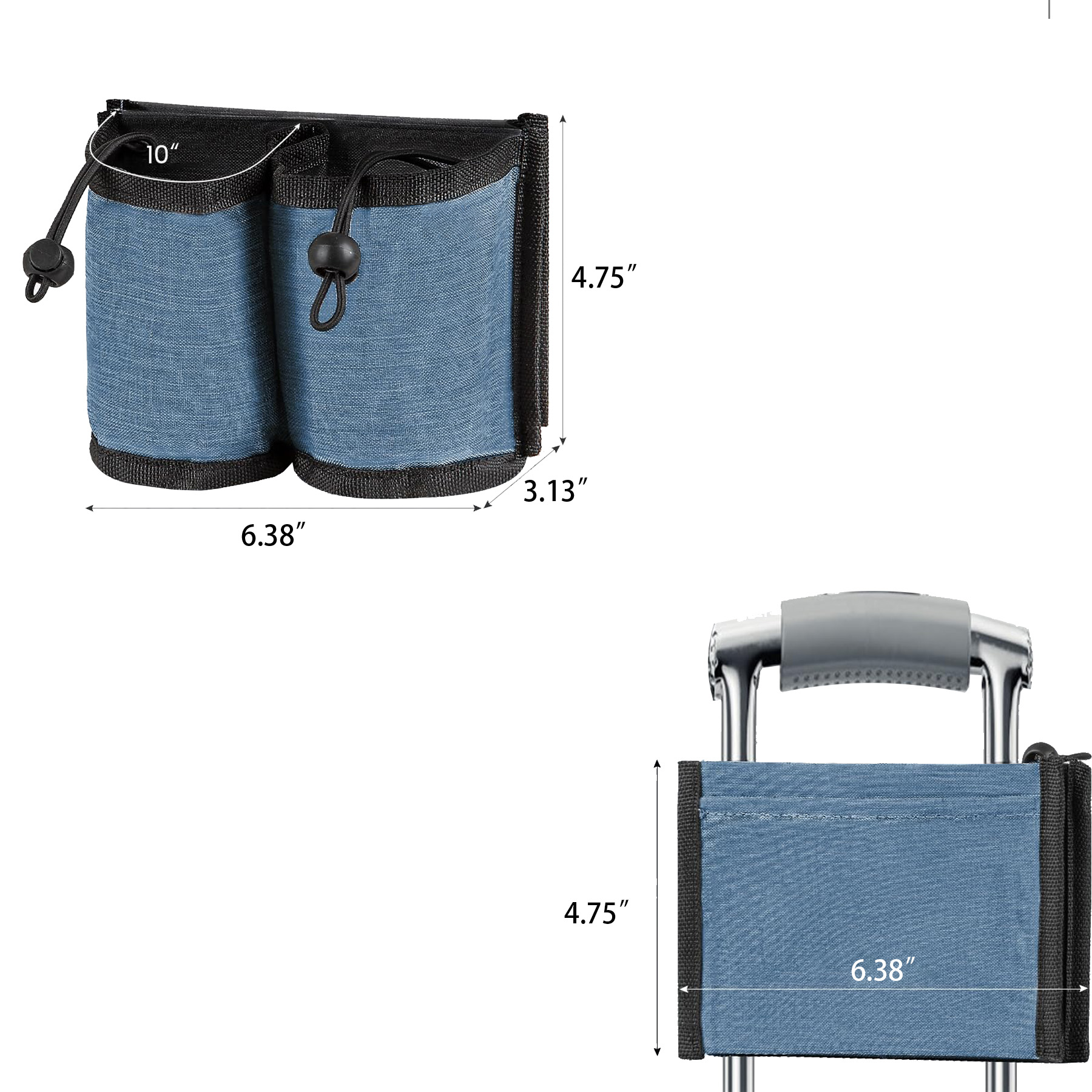 Luggage Handle Dual Cup Holder With Zip Pocket For Travel - Image 2