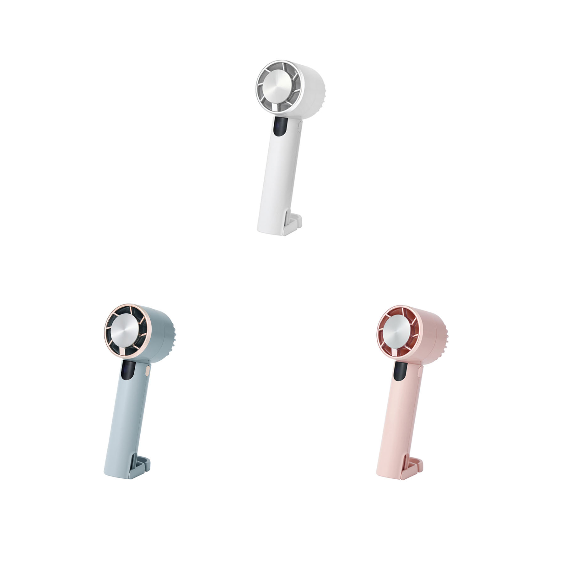 3 Speeds USB-C Mini Display Handheld Fan w/ Stand - Image 3