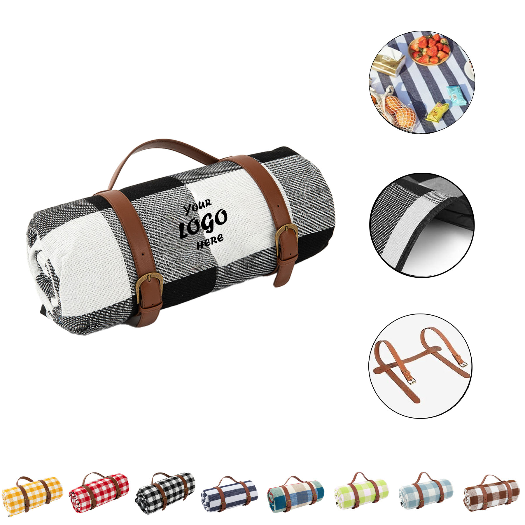 Waterproof Foldable Picnic Blanket With PU Carry Handle