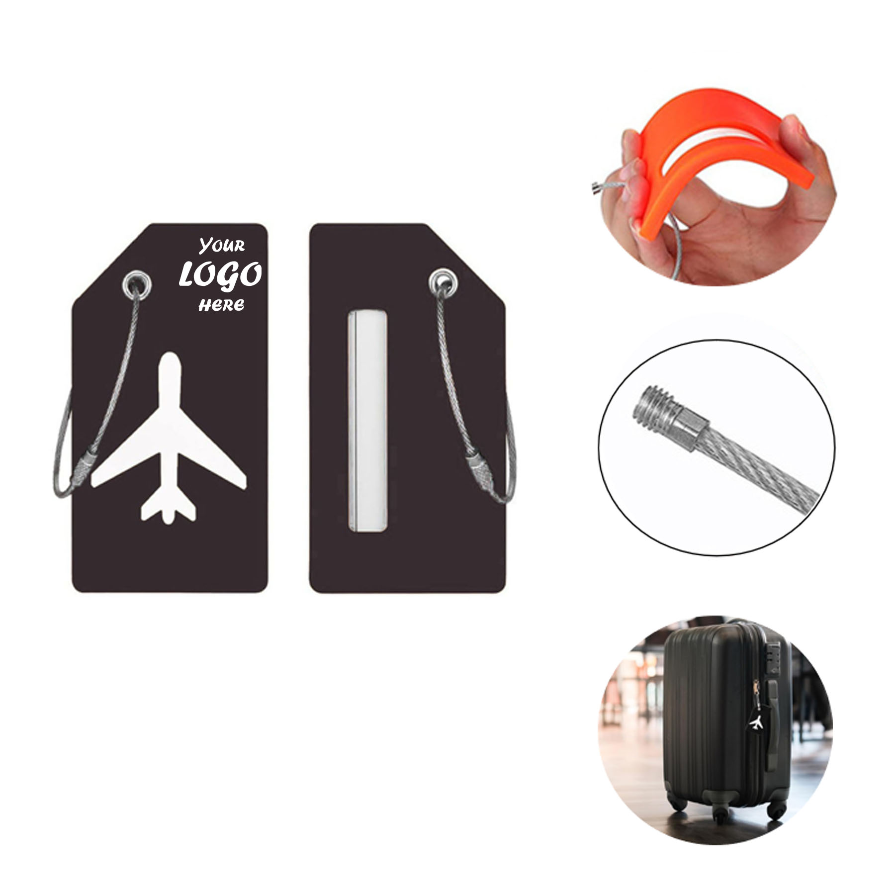 Silicone Airplane Luggage Tag With Business Card Insert