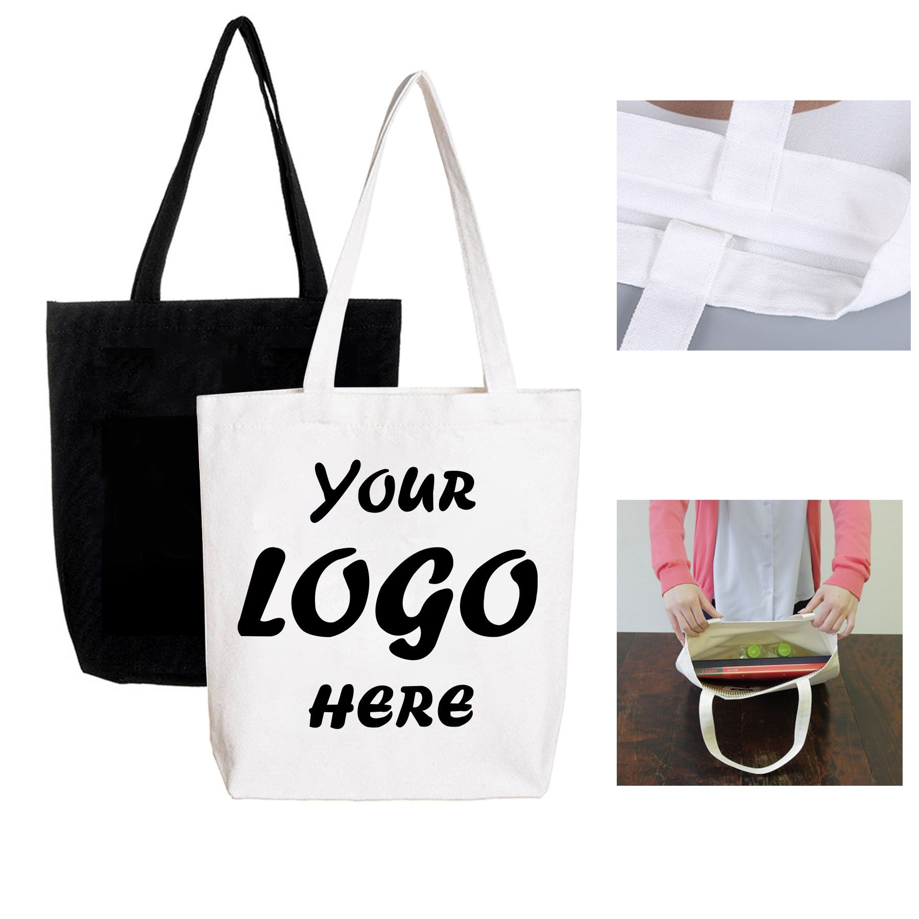12 Oz 21" Handles Heavyweight Canvas Grocery Tote W/ Gusset