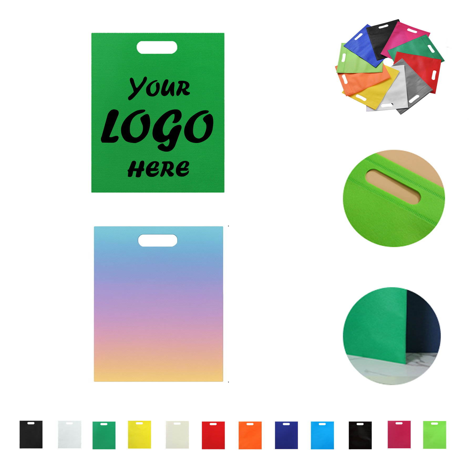 80 GSM Flat Non-Woven Tote Bag With Die-Cut Handle