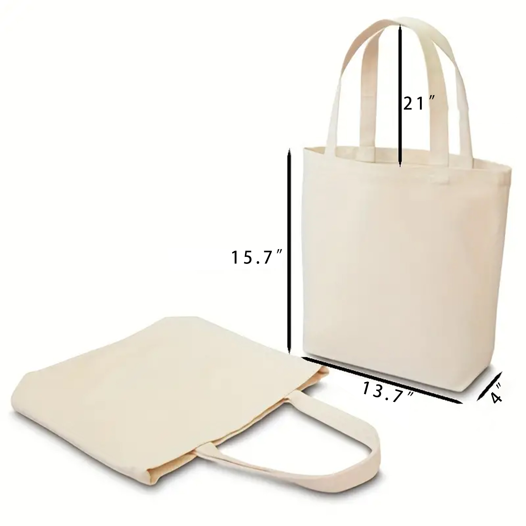 12 Oz 21" Handles Heavyweight Canvas Grocery Tote W/ Gusset - Image 2