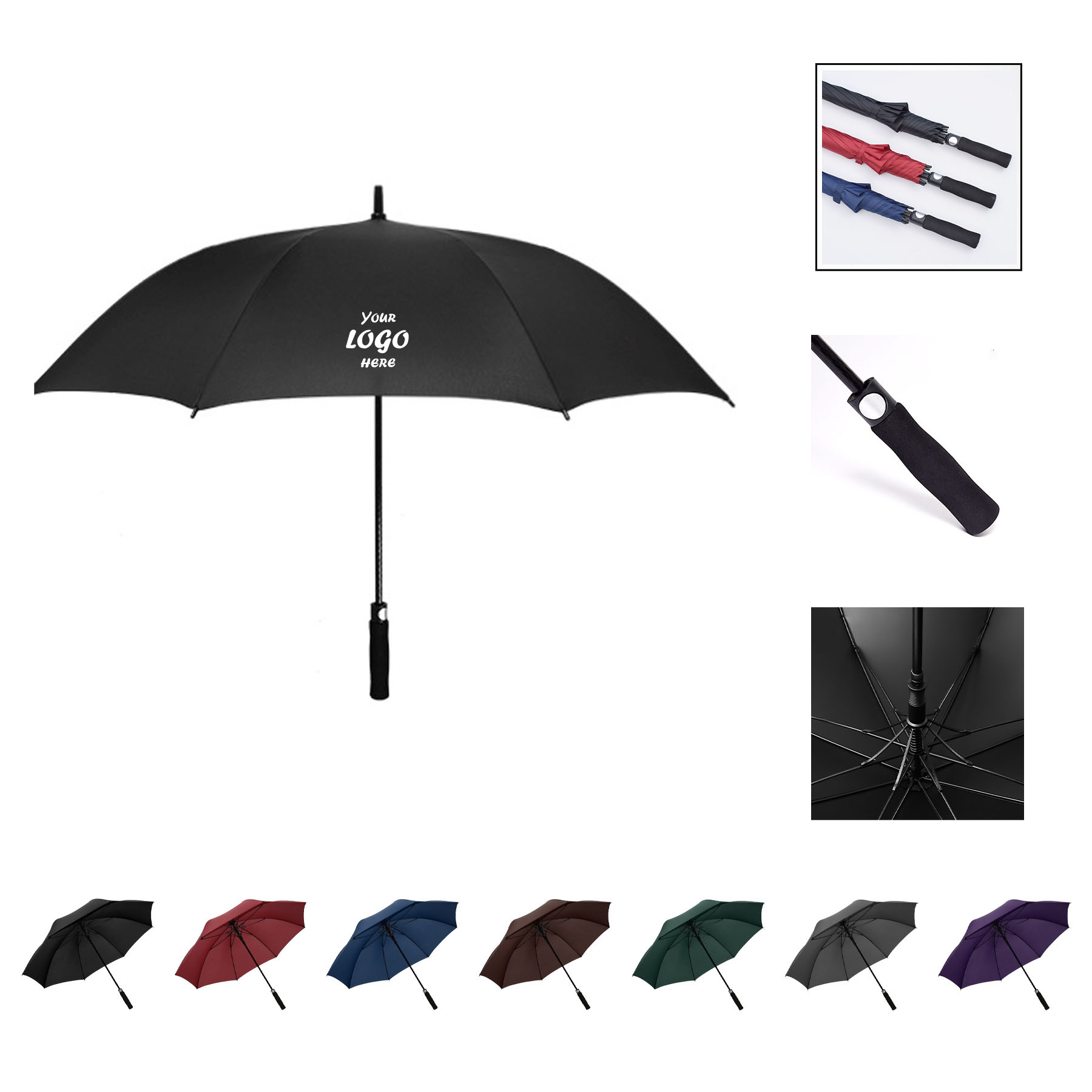 58 Inch Auto Open Windproof Golf Umbrella W/ 190T Pongee
