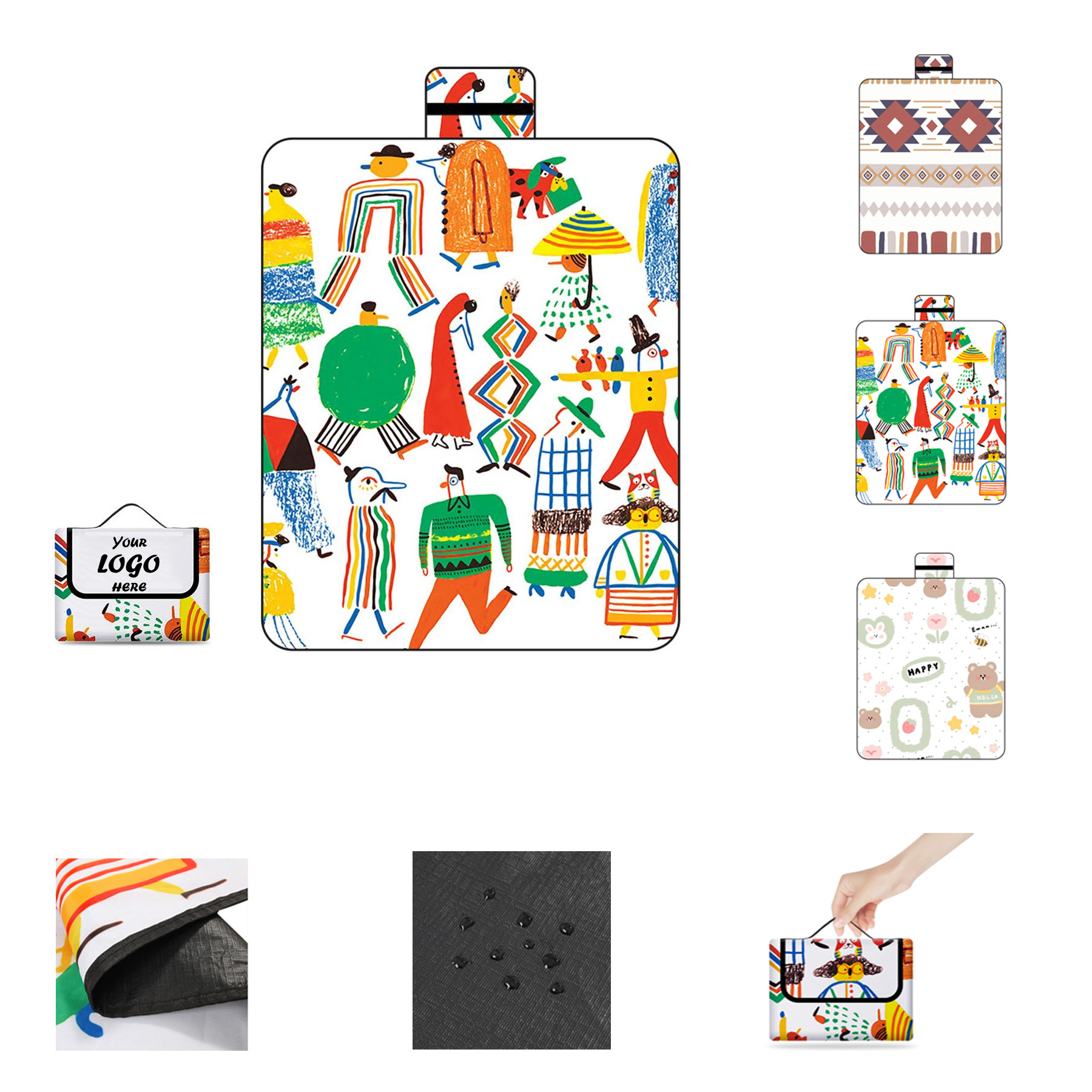 59" Full-Color Printed Picnic Blanket with Waterproof Bottom