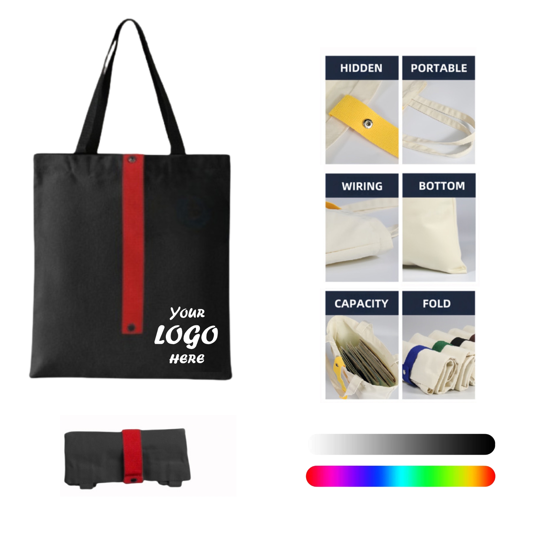 Poly Cotton Canvas Convertible Ribbon Tie Tote Bag