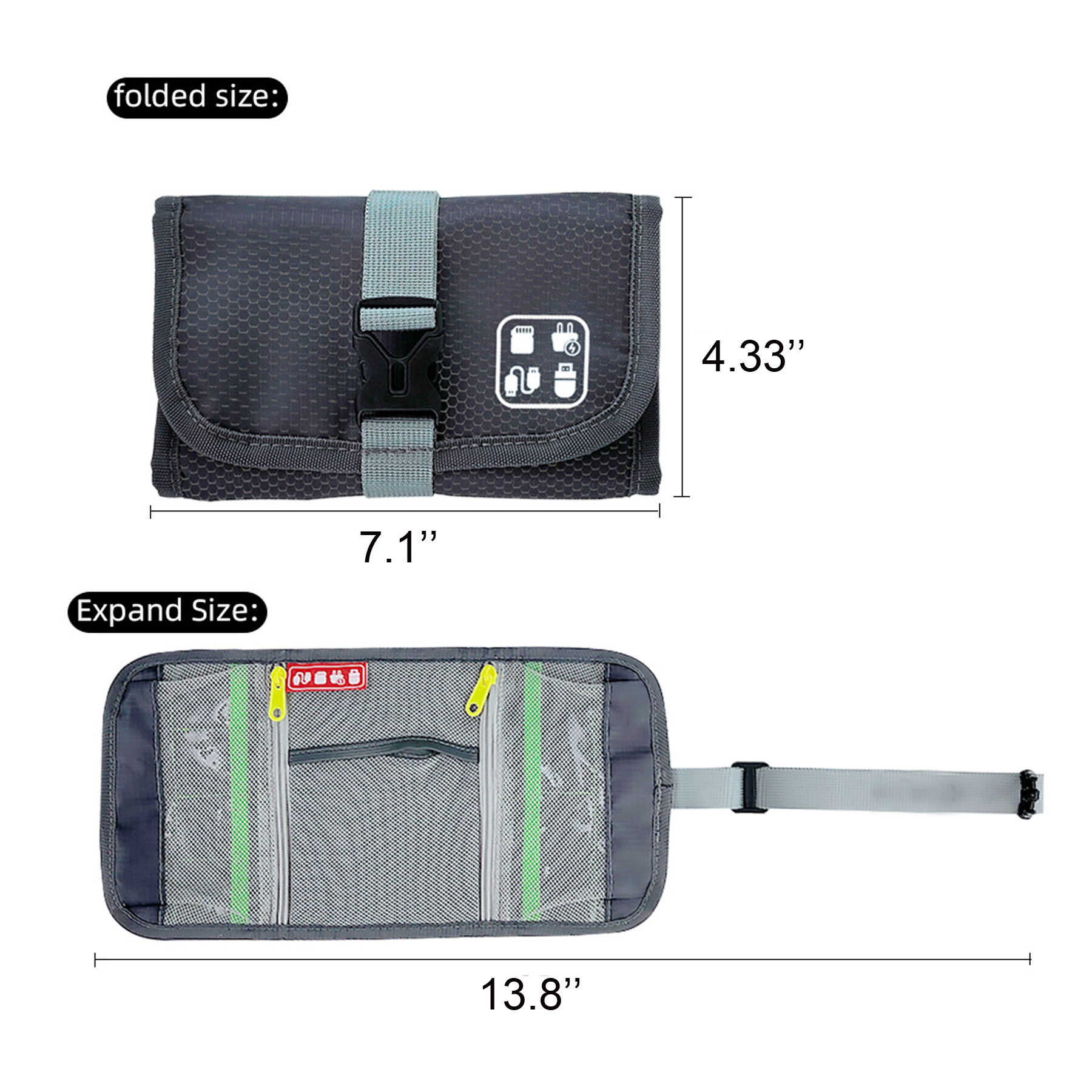 13.8" Travel Cable Organizer Pouch for Chargers & Accessories - Image 2