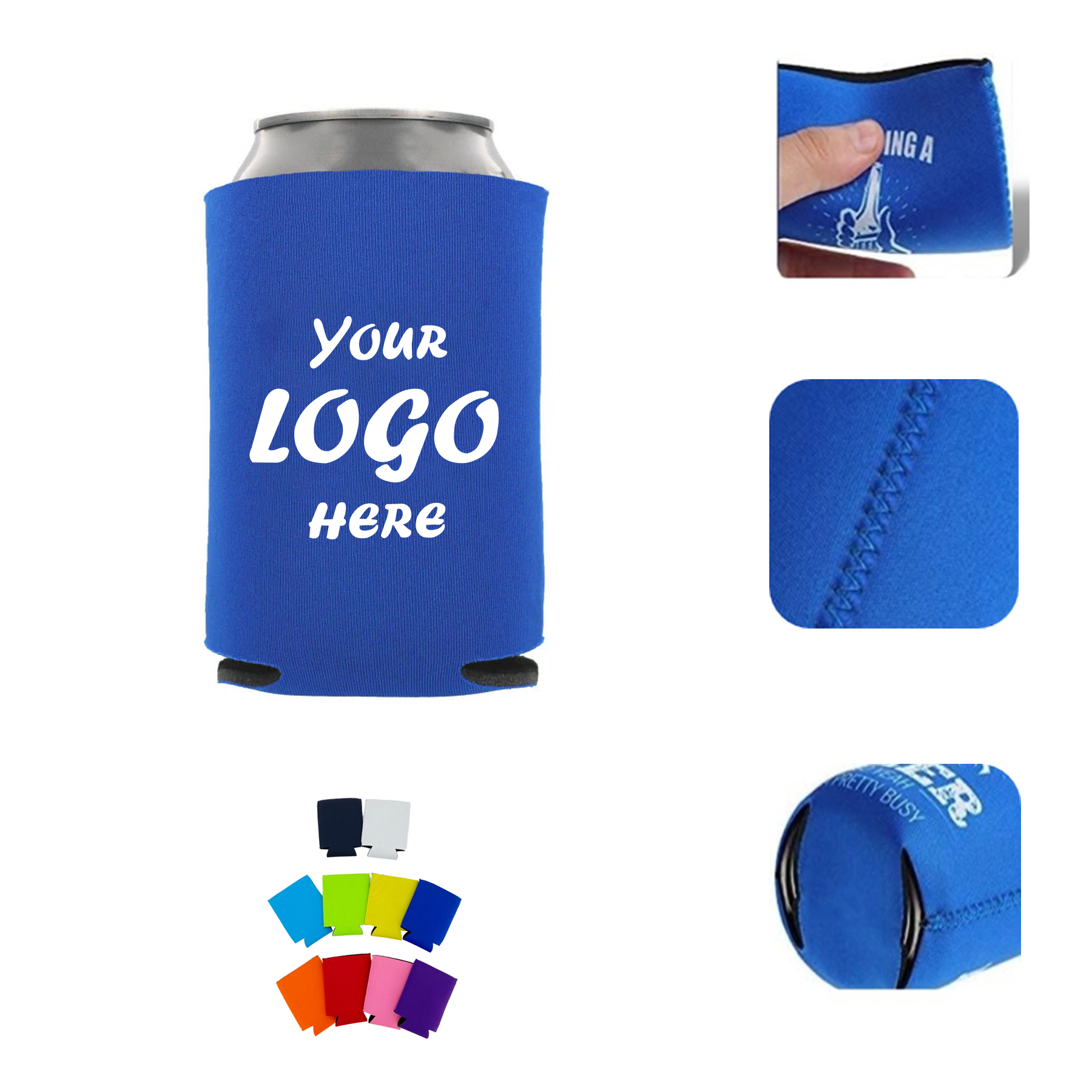 Collapsible Neoprene Can Cooler Sleeve With Zippers