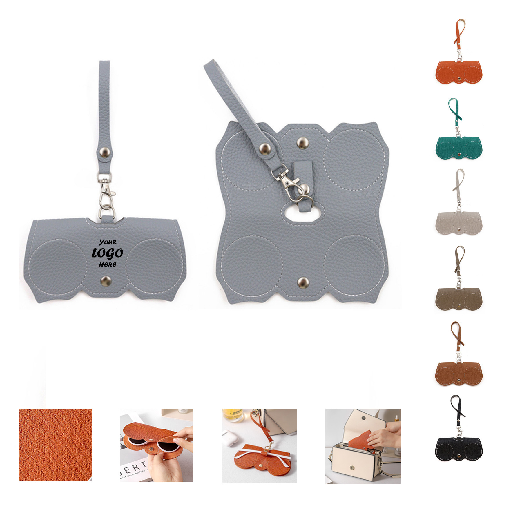 PU Leather Sunglasses Pouch With Strap And Zipper For Travel And Outdoors