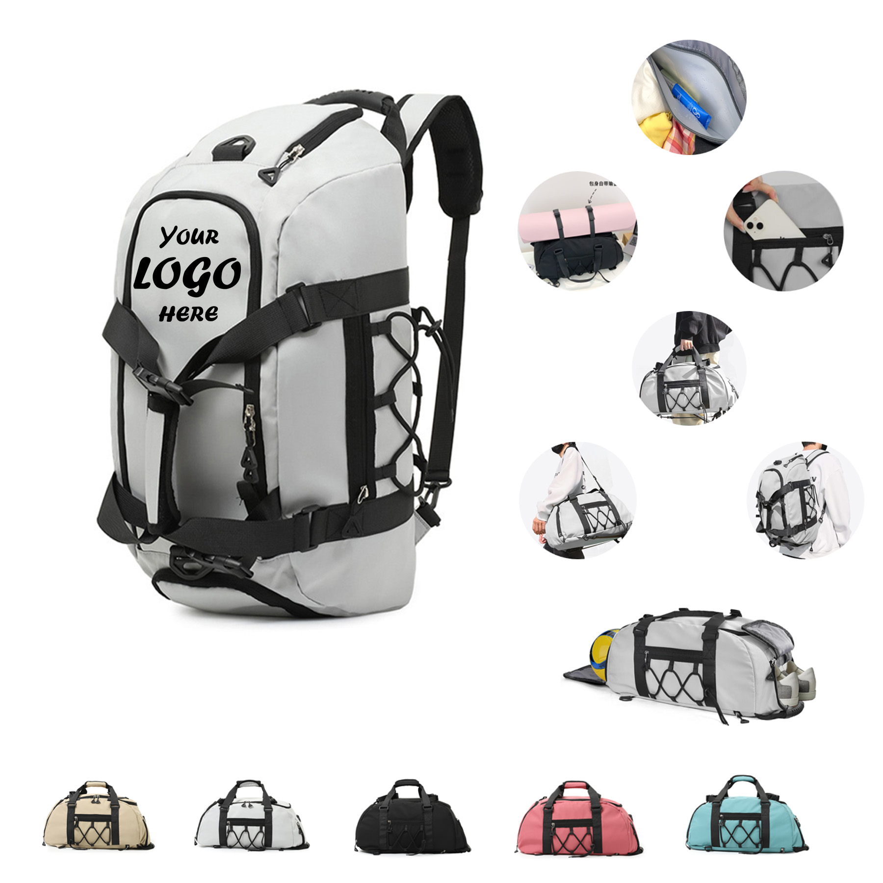 35L Gym Backpack with Shoe Compartment & Wet Pocket