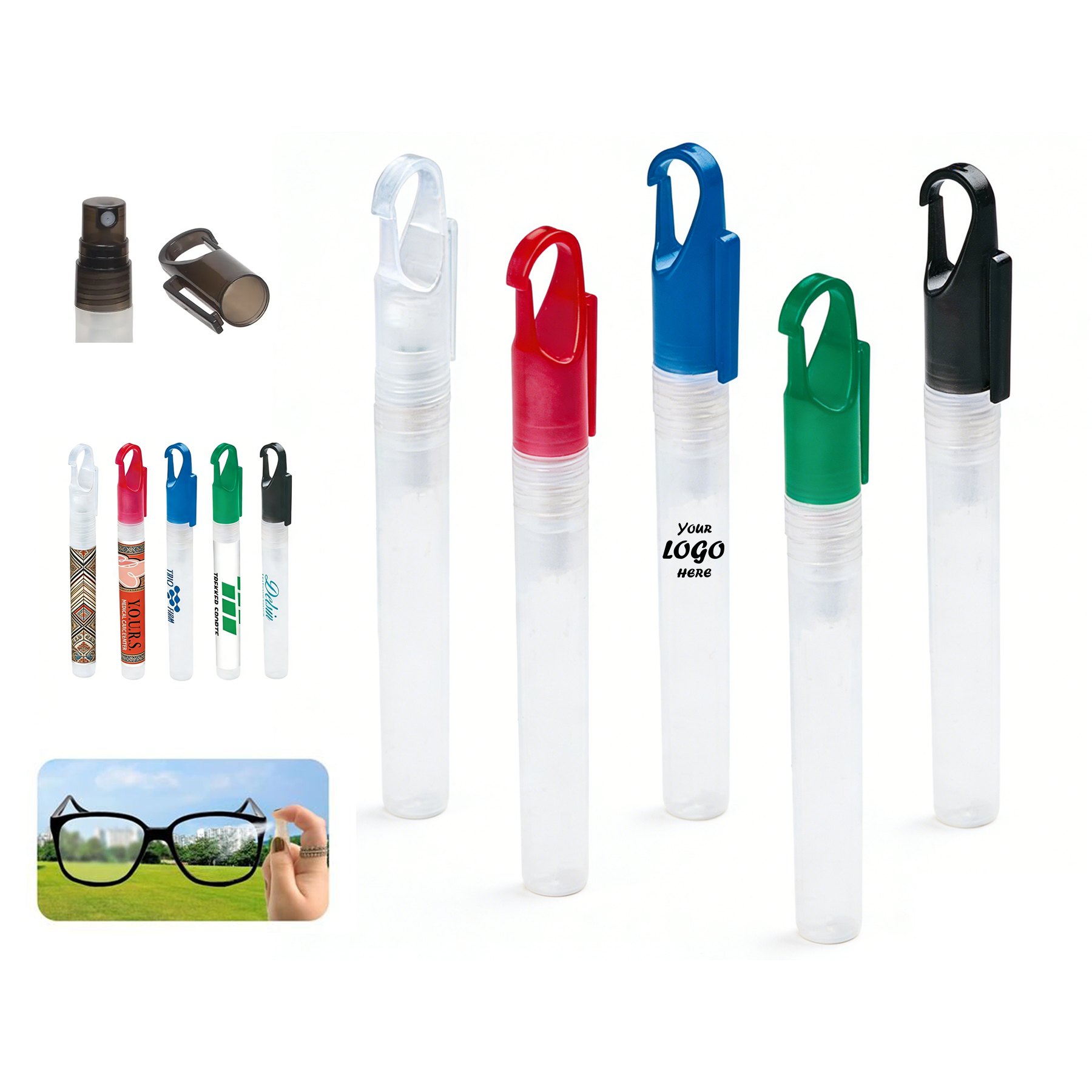 0.34 oz. Hand Sanitizer Spray Pen with Carabiner Hook