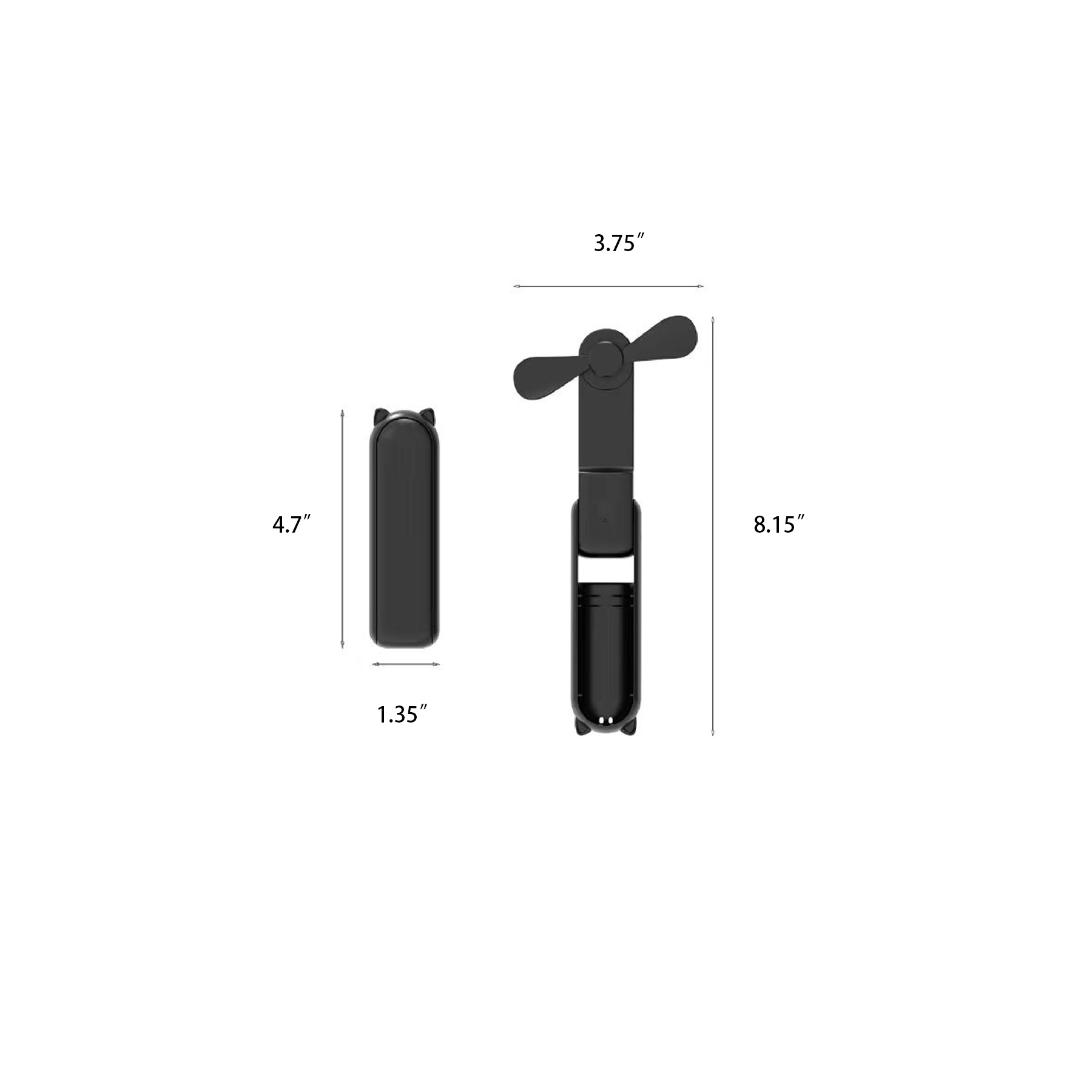 USB Rechargeable Power Bank Foldable Pocket Mini Fan - Image 2