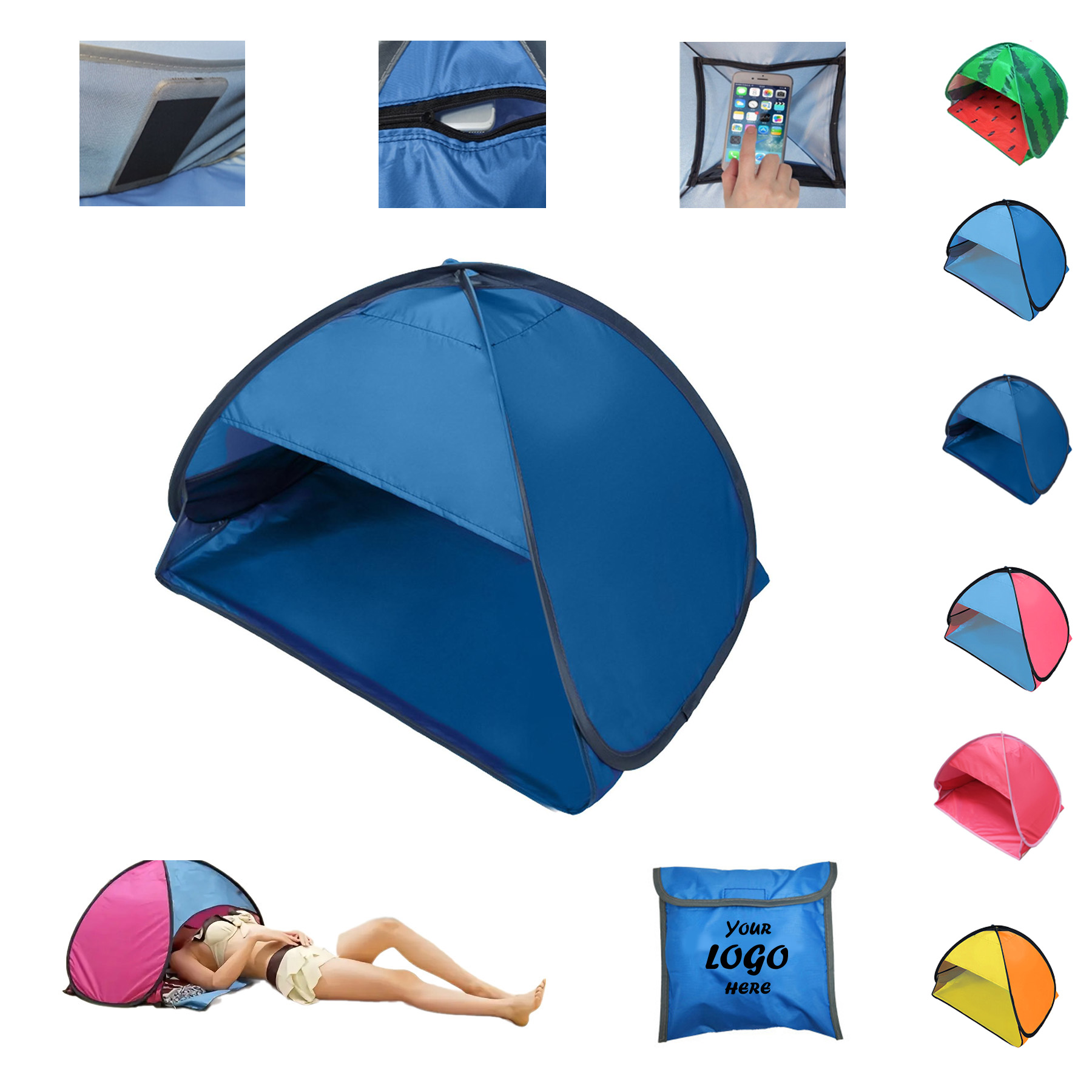 18" Pop-Up Sun Shade Mini Tent with UV Protection & Storage Pockets