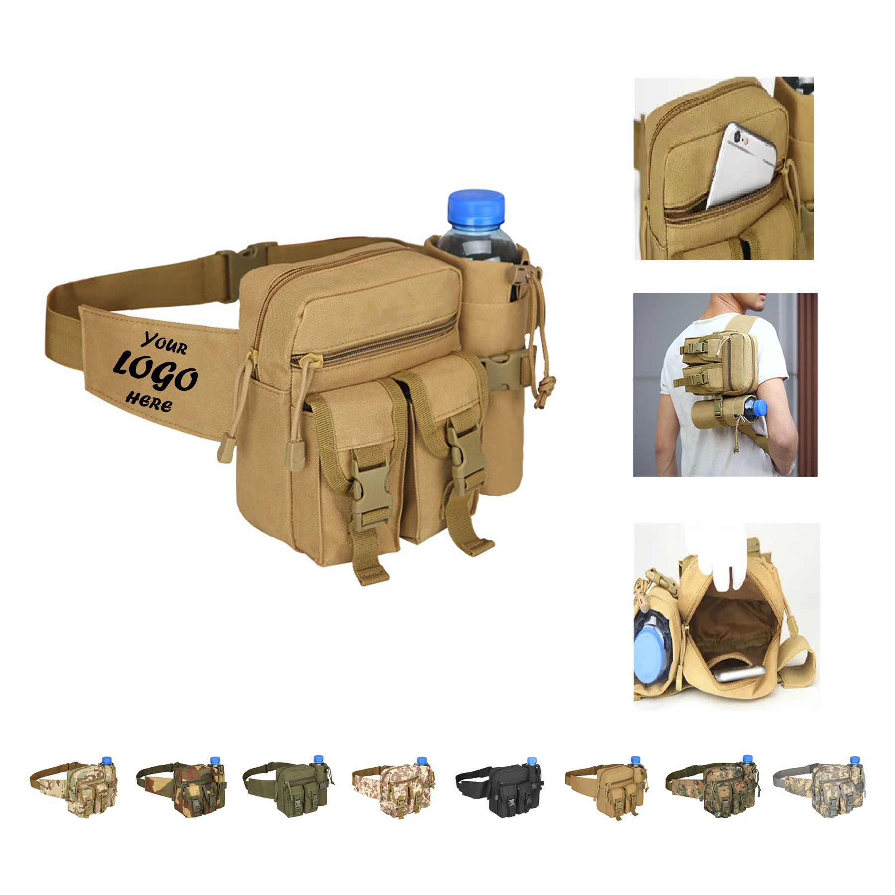 Water Resistant Outdoor Tactics Waist Pack With Bottle Holder - Image 2