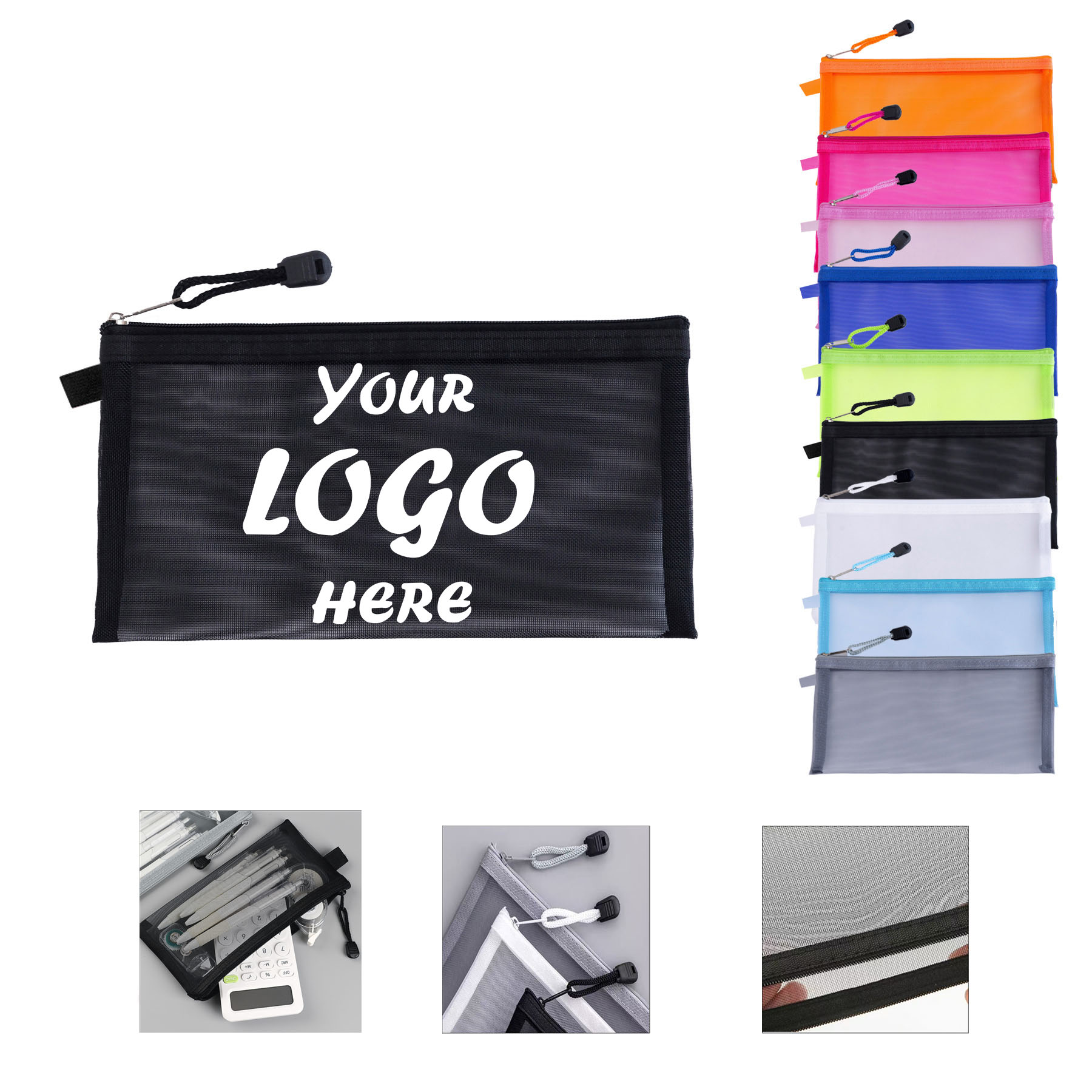 See-Through Nylon Mesh Zipper Pouch For Cables And Coins