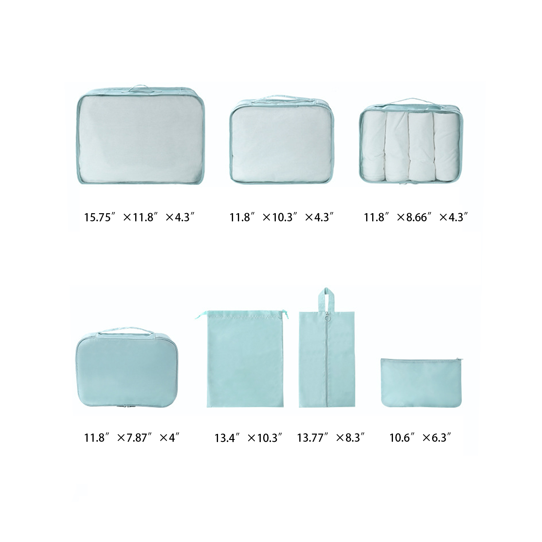 7-Piece Travel Packing Cubes Set w/ Laundry and Shoe Bags - Image 2