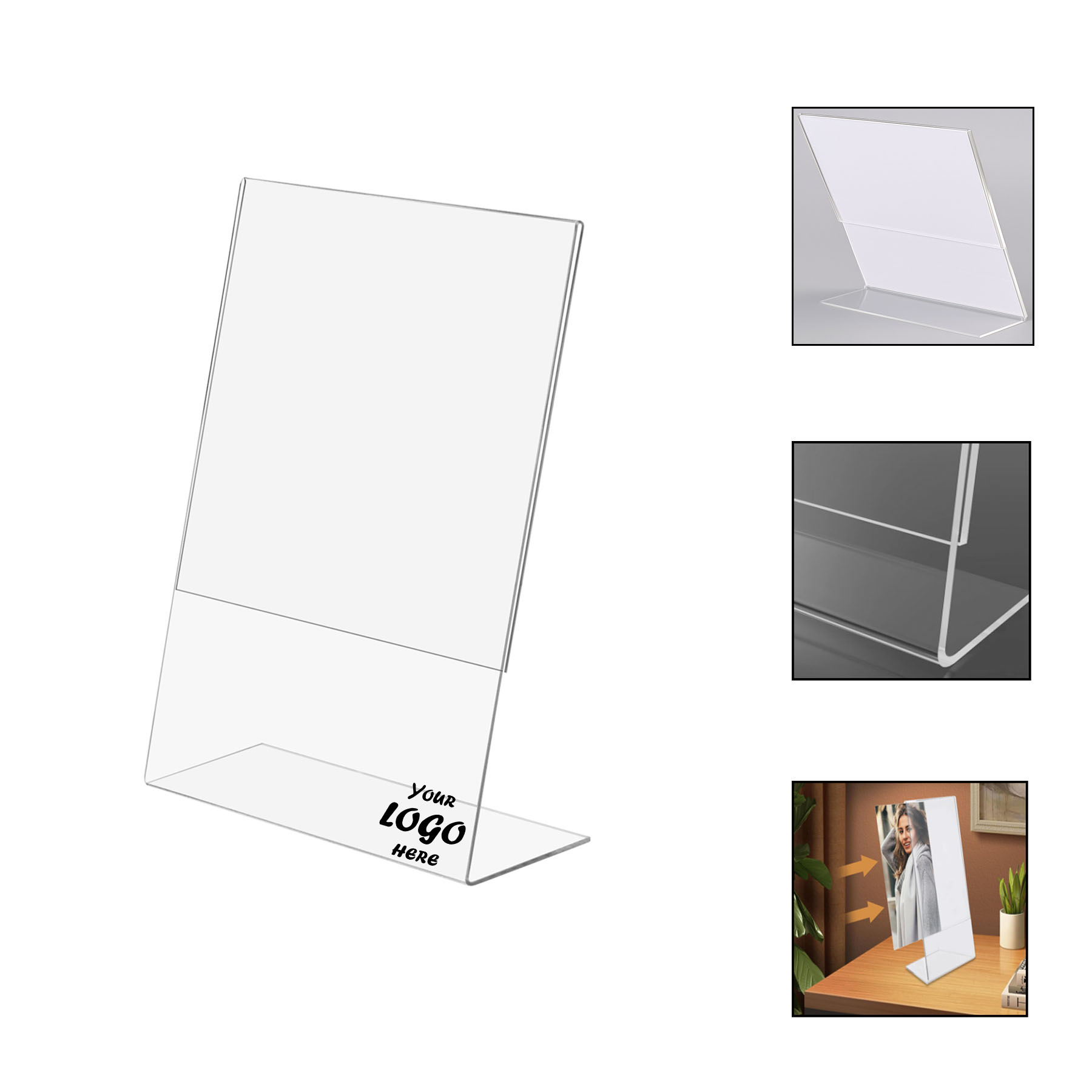 Menus Display Clear Acrylic Slant-Back Sign Stand Holder