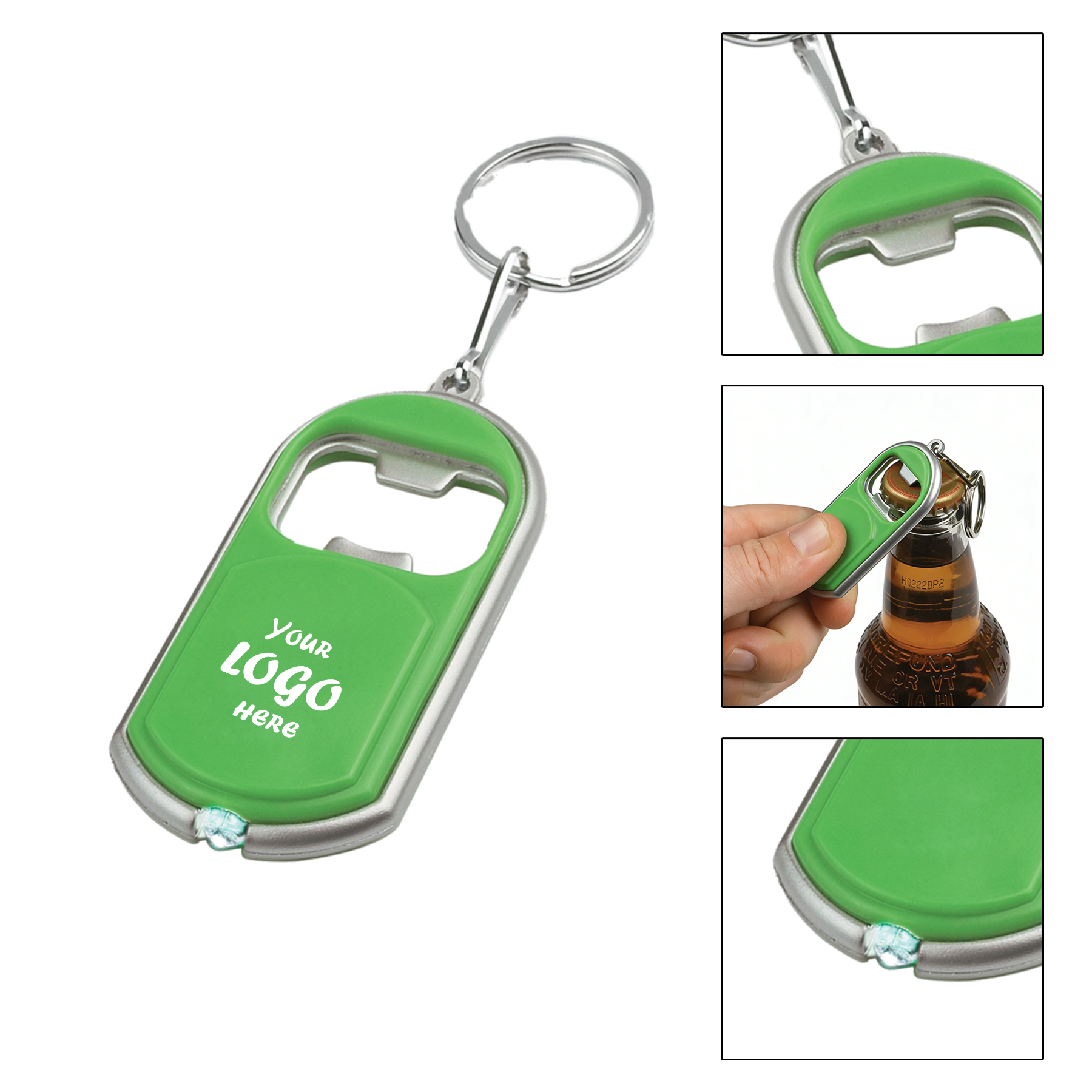 1 3/4" x 3" Mini Bottle Opener Flashlight Keychain