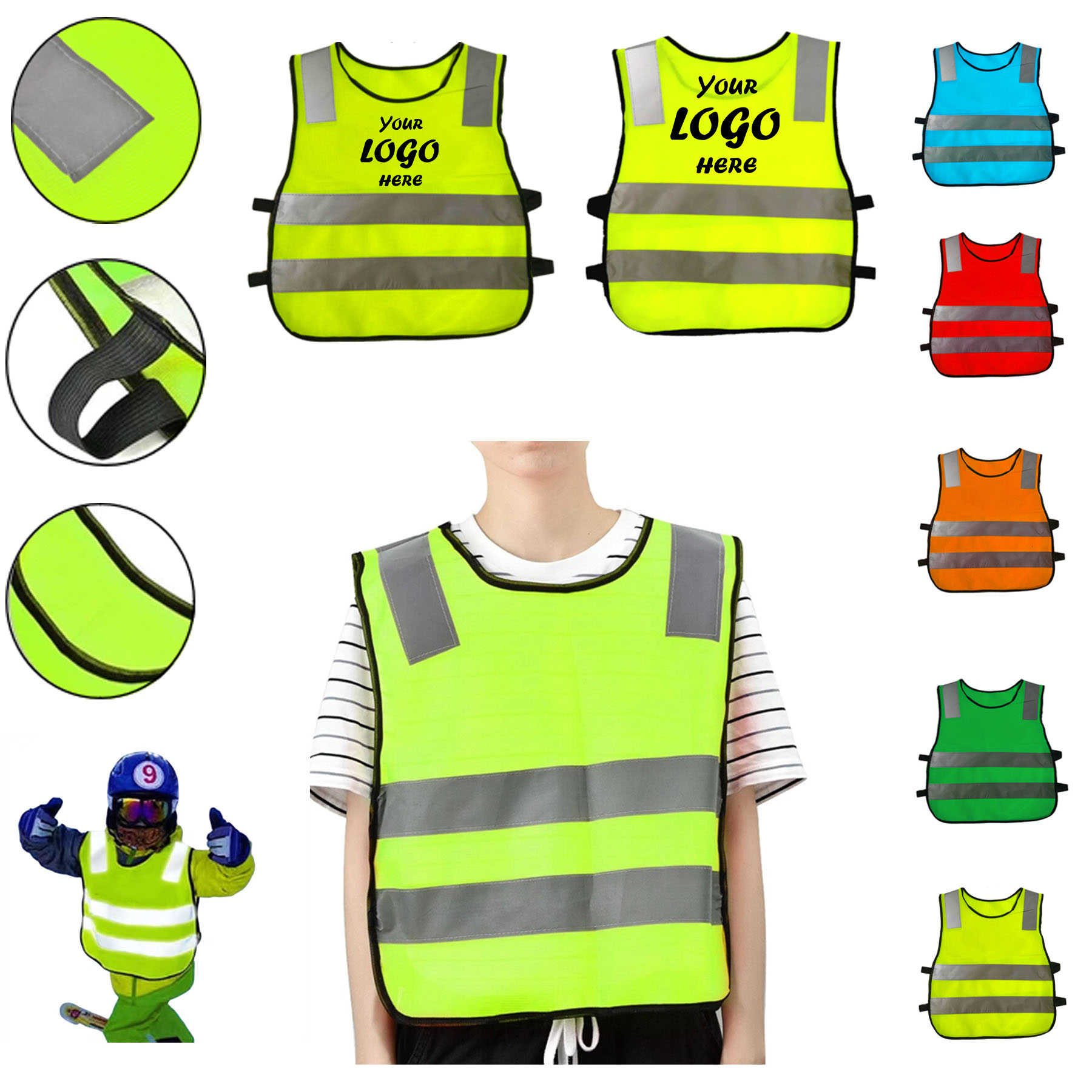 Kids Hi-Vis Reflective Safety Vest with PVC Straps