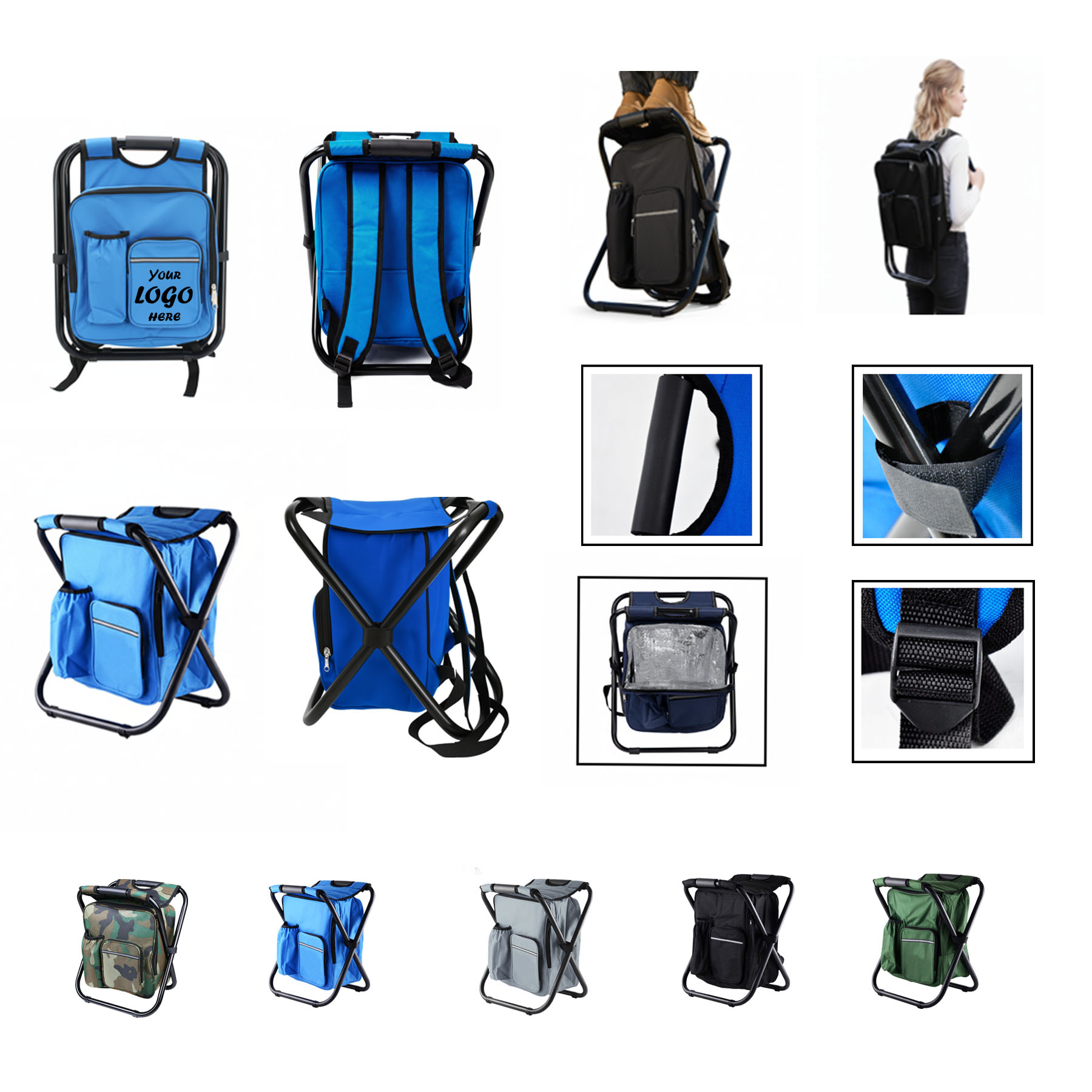 Insulated 24-Can Save Front Pocket Folding Cooler Bag Chair