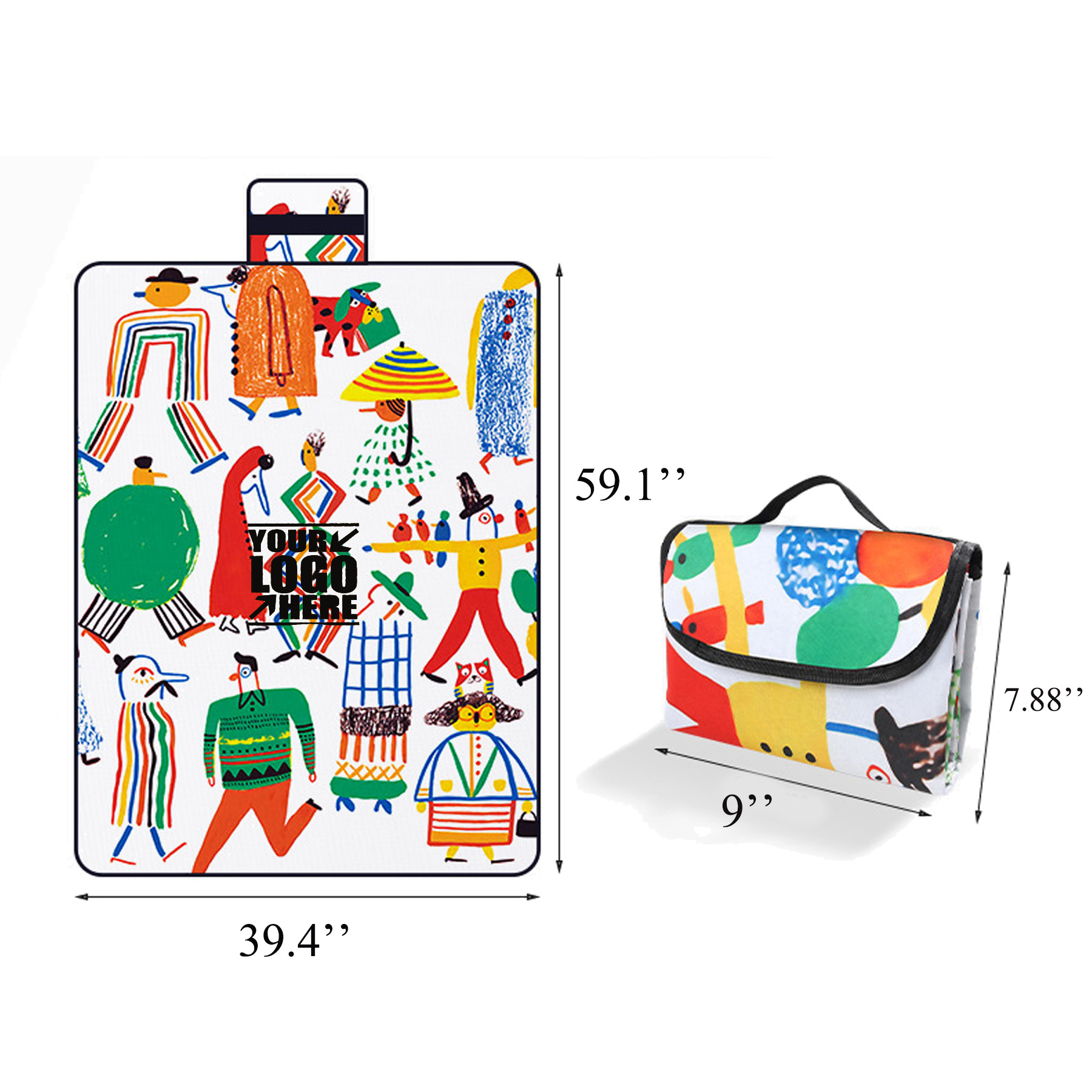59" Full-Color Printed Picnic Blanket with Waterproof Bottom - Image 2