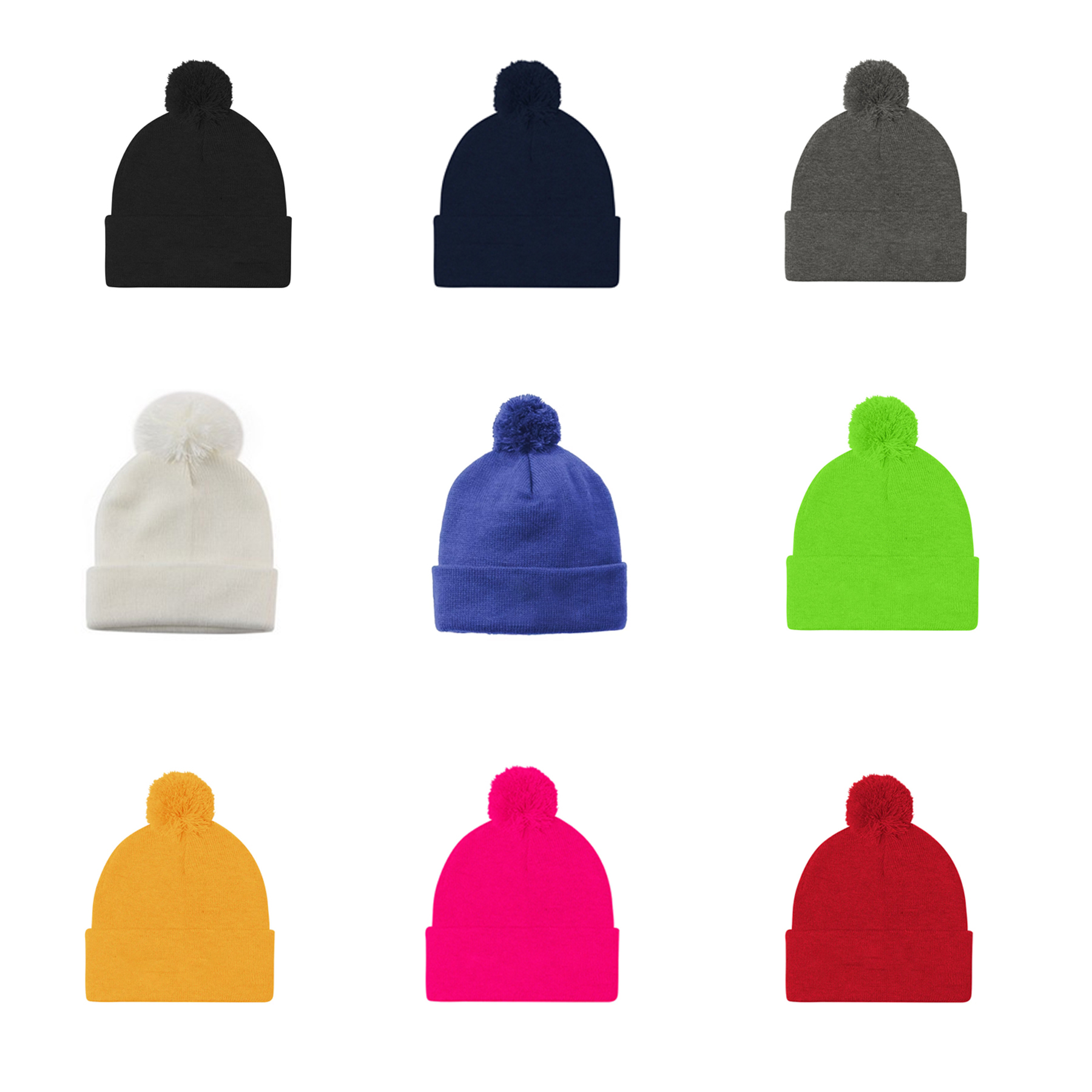 Cozy Knit Custom Embroidery Acrylic Pom Pom Beanie - Image 3