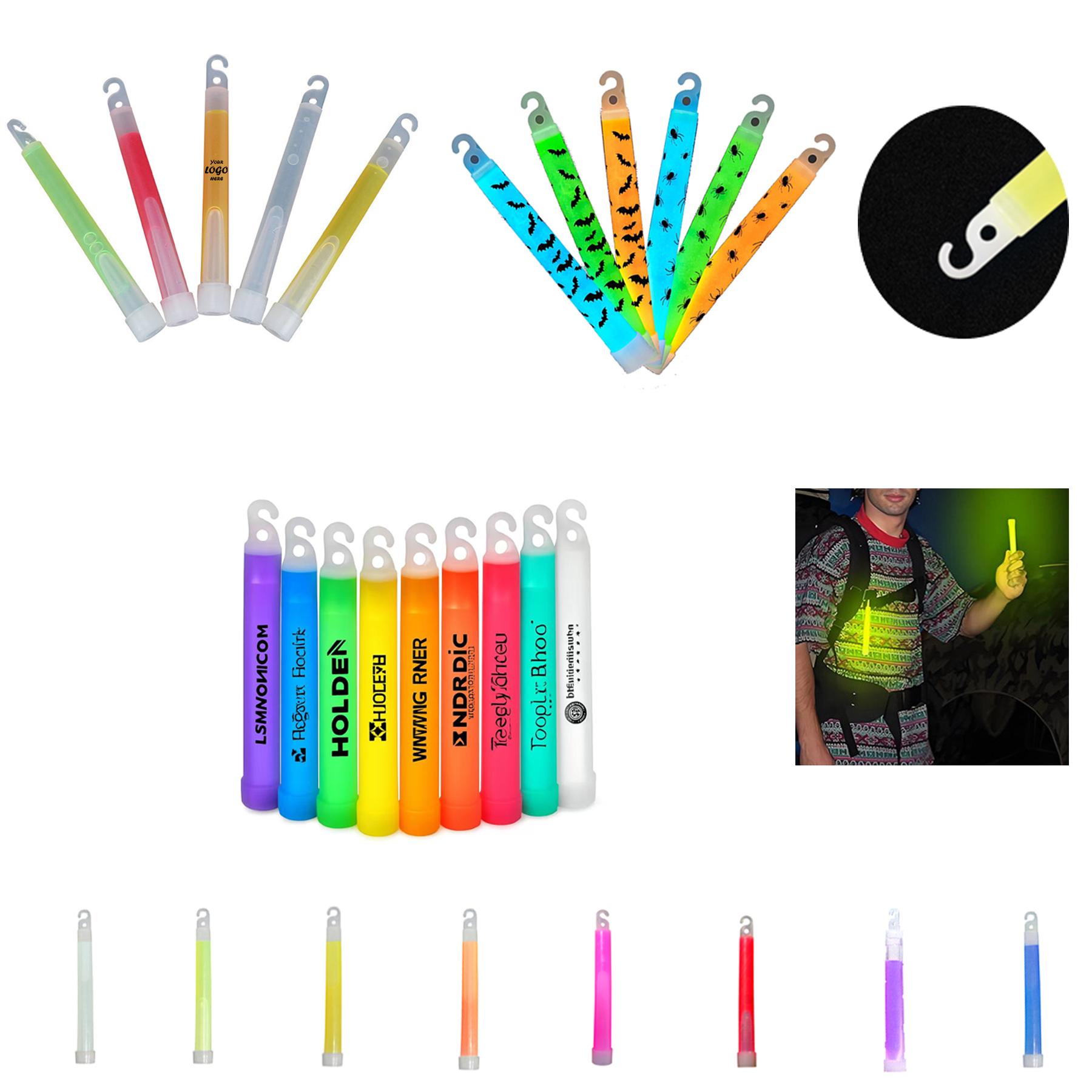 Glowing Halloween Night Bat & Spider Wands