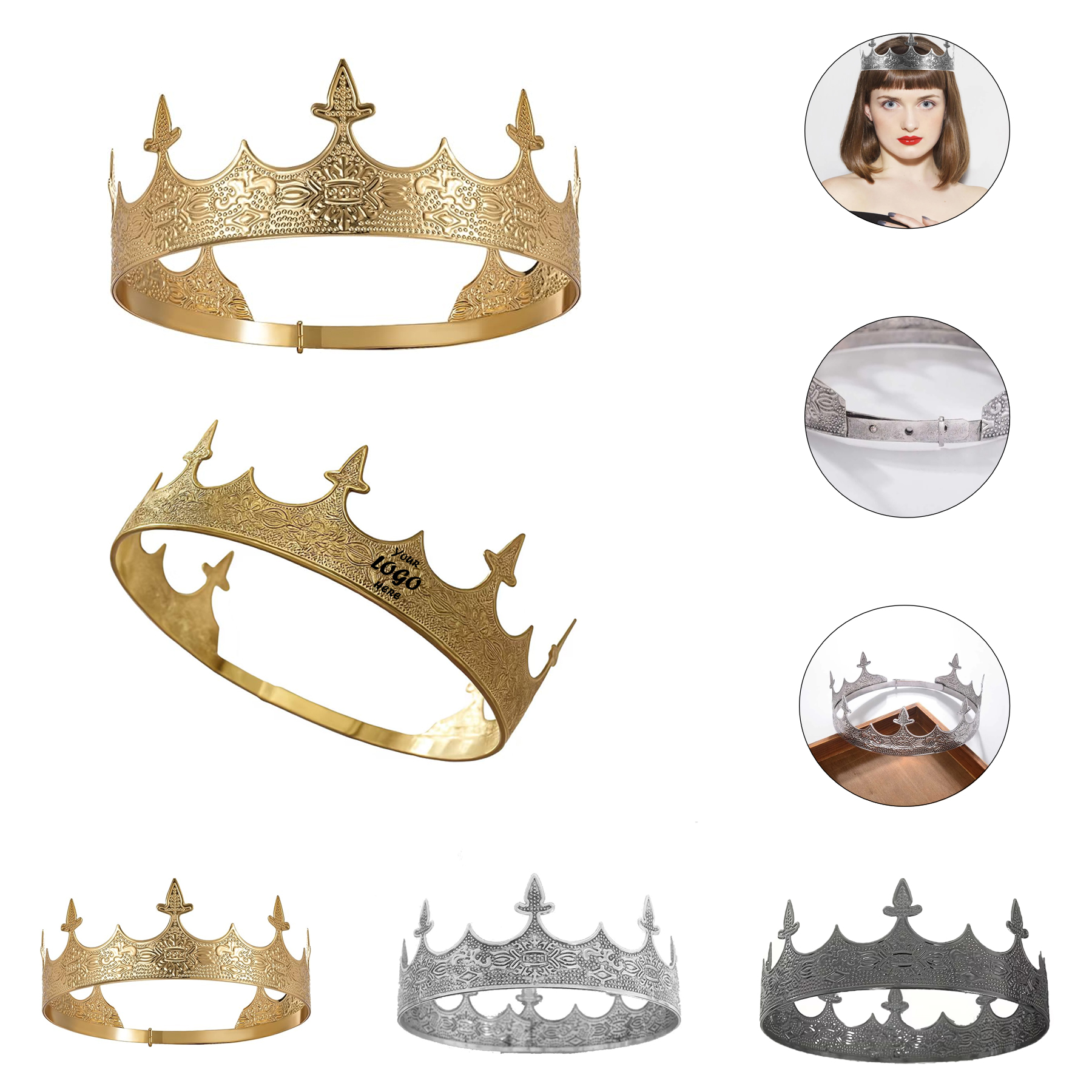 Metal Party Royal Celebration Crown For Birthday And Halloween