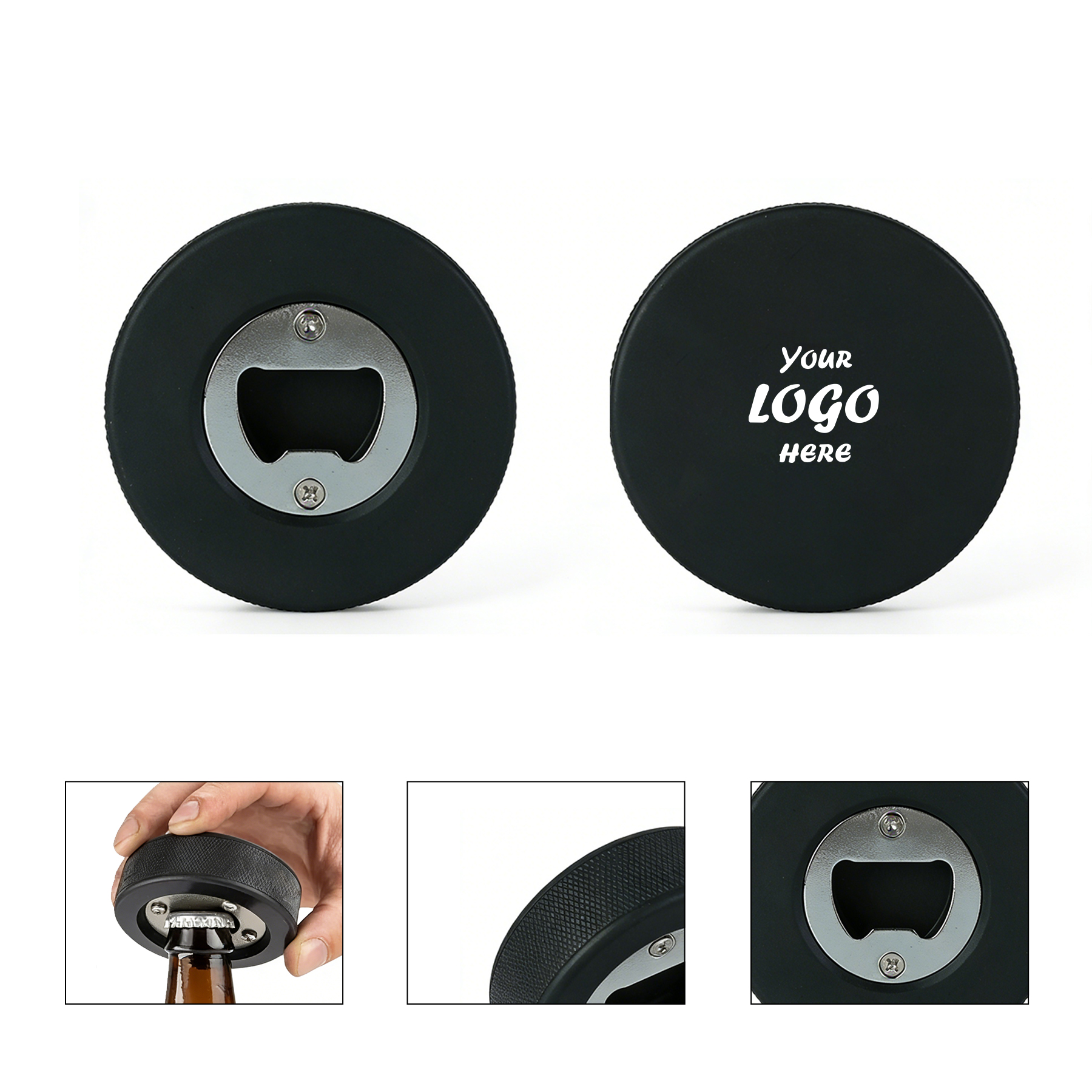 Stainless Steel Magnetic Hockey Puck Bottle Opener